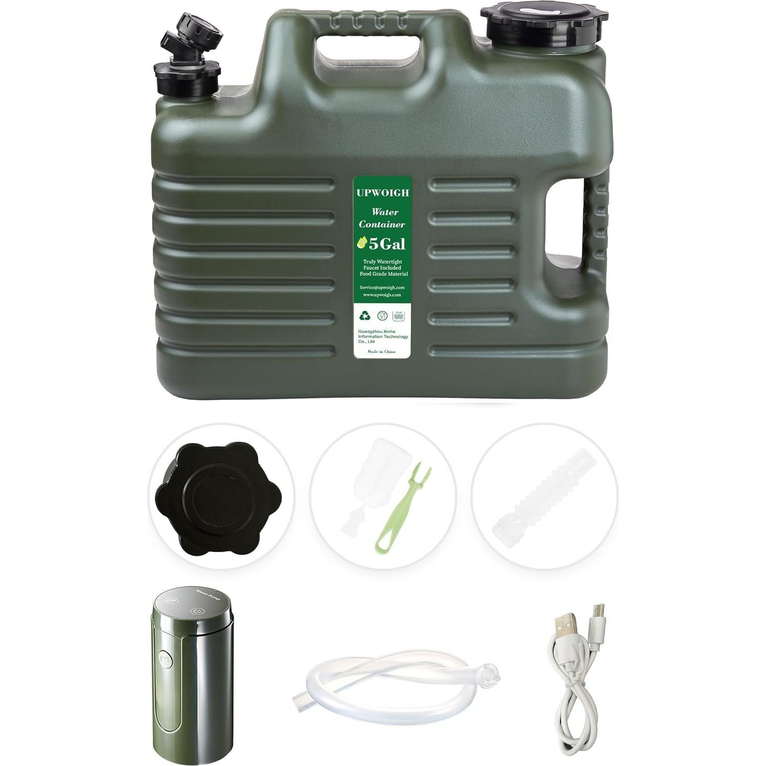 Jarra de Agua Portátil UPWOIGH 30.28L con Bomba Táctil Verde