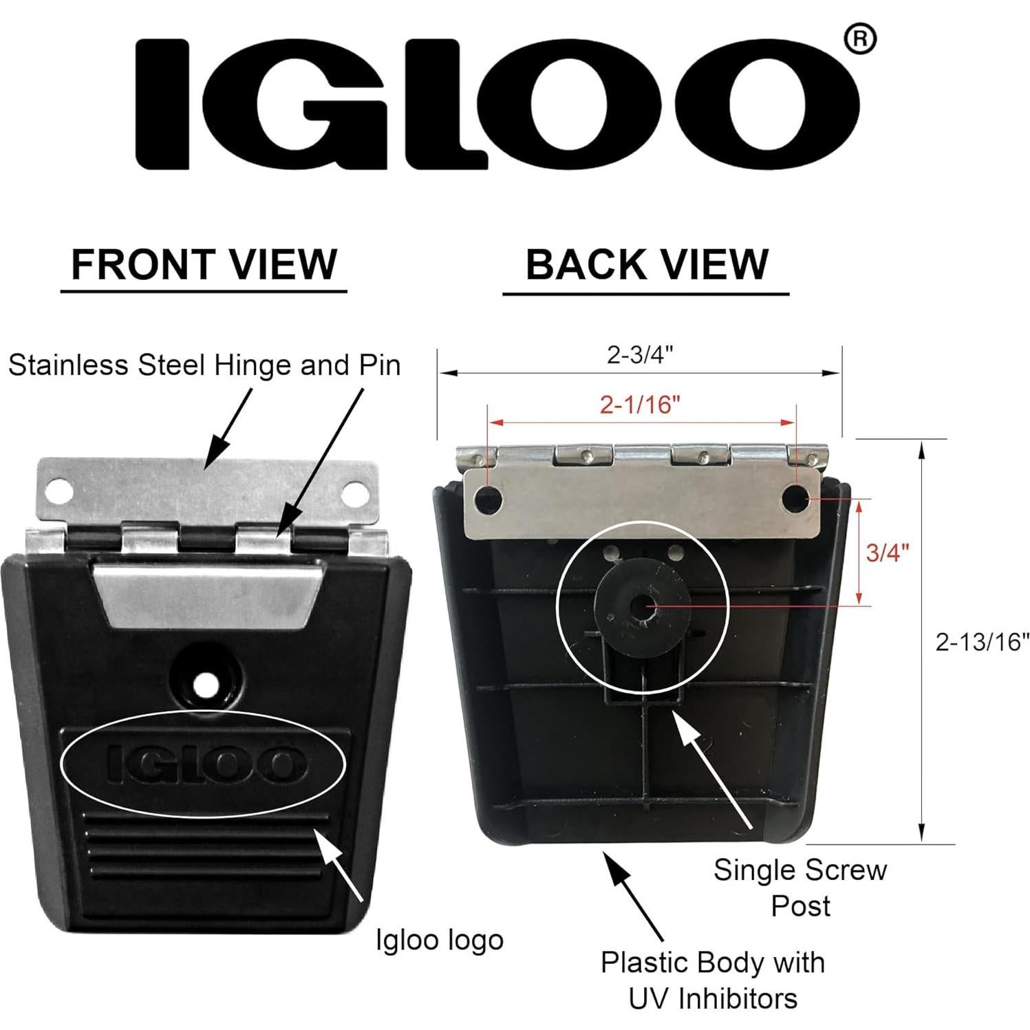 Pestillos Híbridos Igloo para Neveras 2-Pack Acero Inoxidable