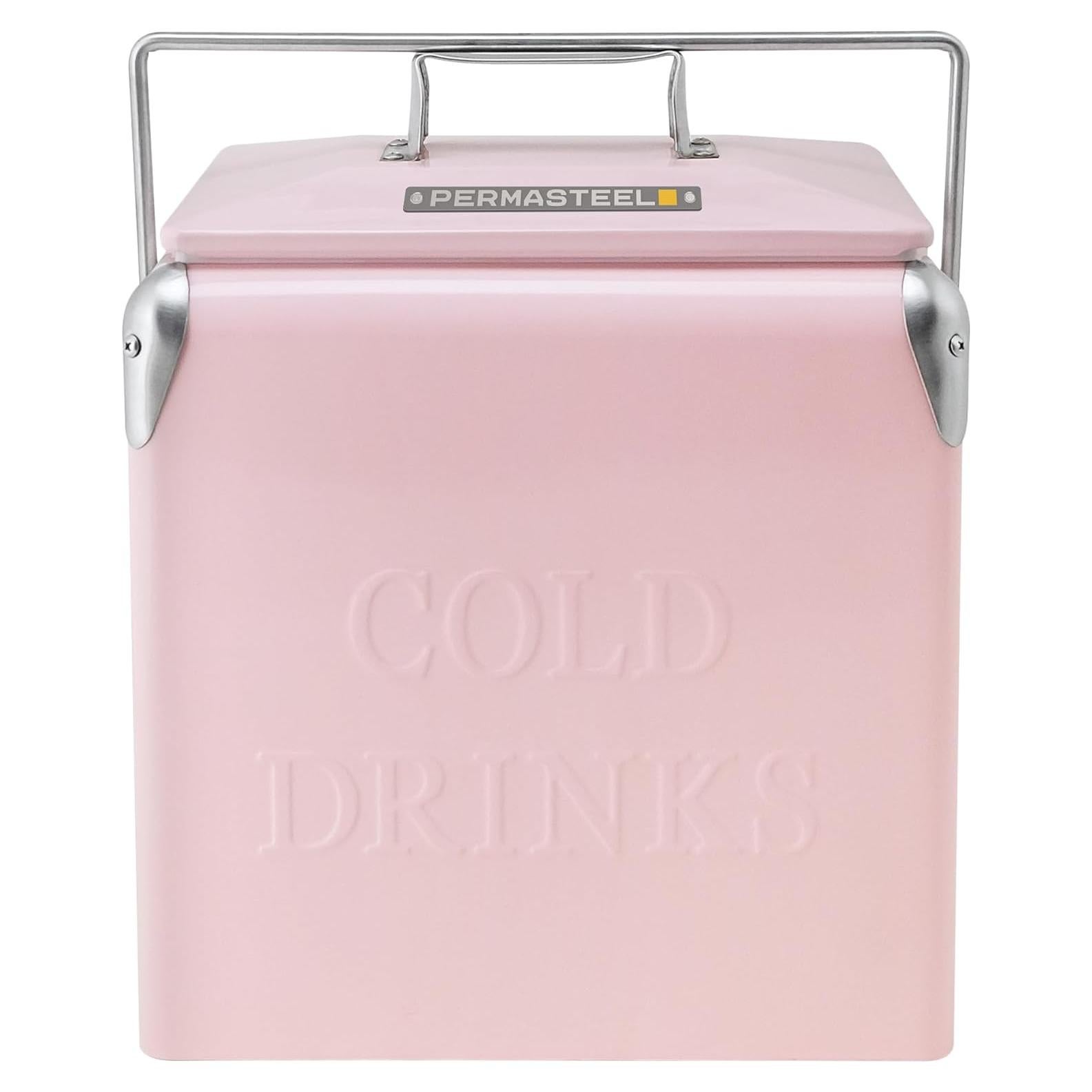 Nevera Portátil Vintage Permasteel 14 Qt Rosa - Enfriador de Bebidas