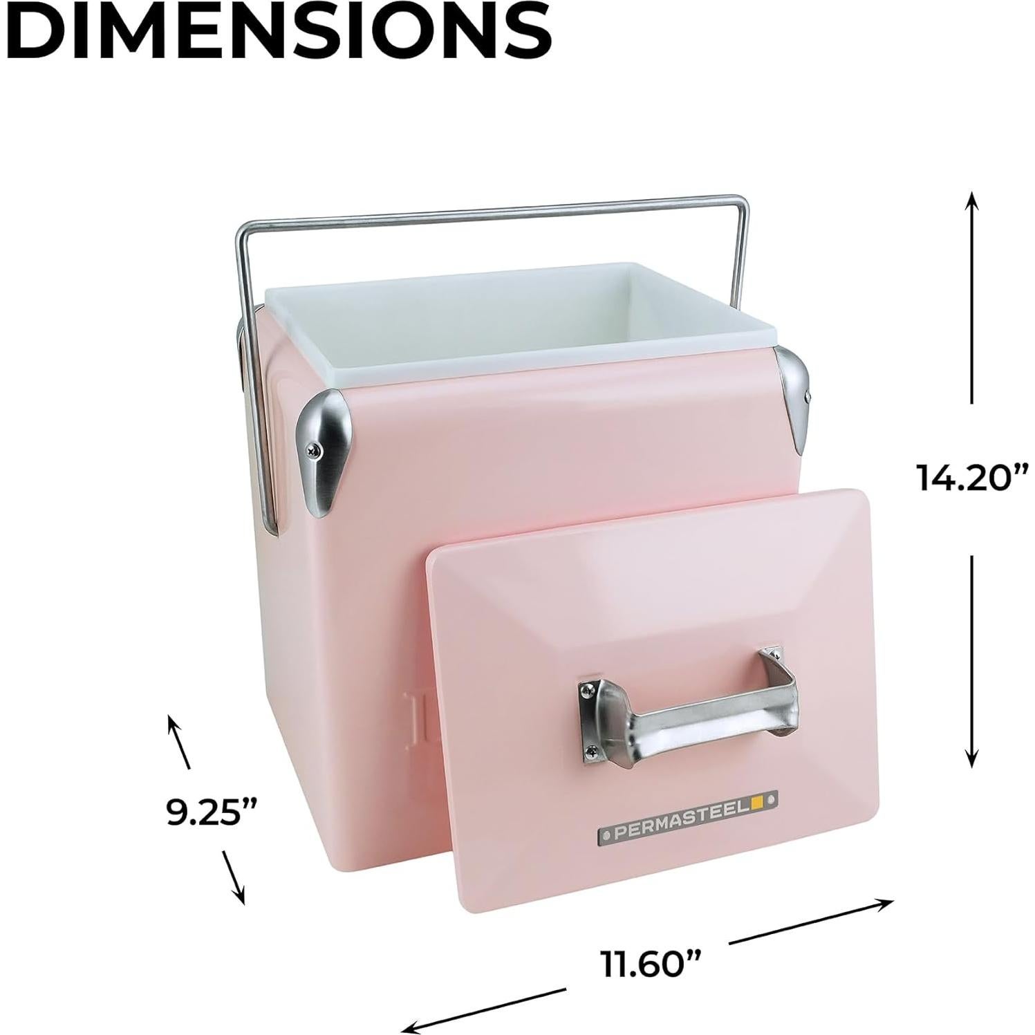 Nevera Portátil Vintage Permasteel 14 Qt Rosa - Enfriador de Bebidas