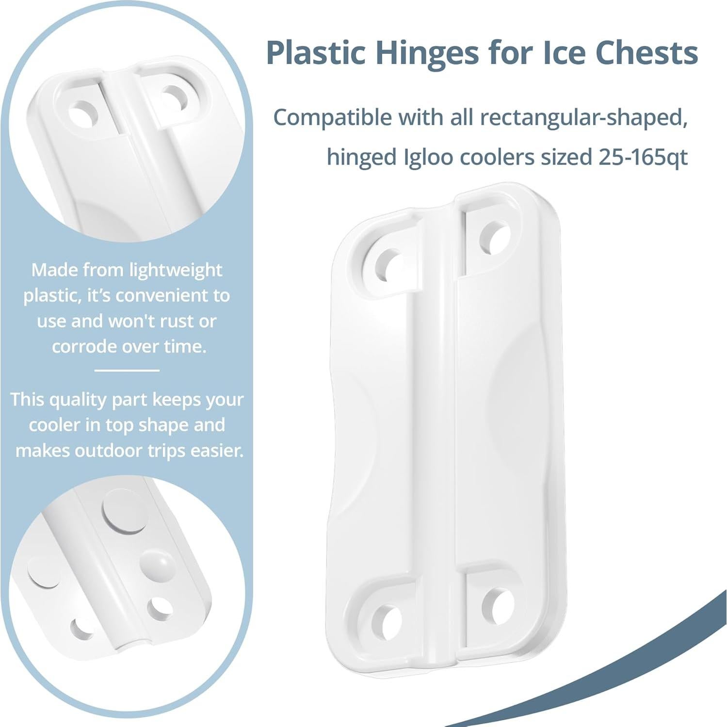 Bisagras de Cooler HQAPR para Neveras Igloo 25-165 Qt - Paquete de 3