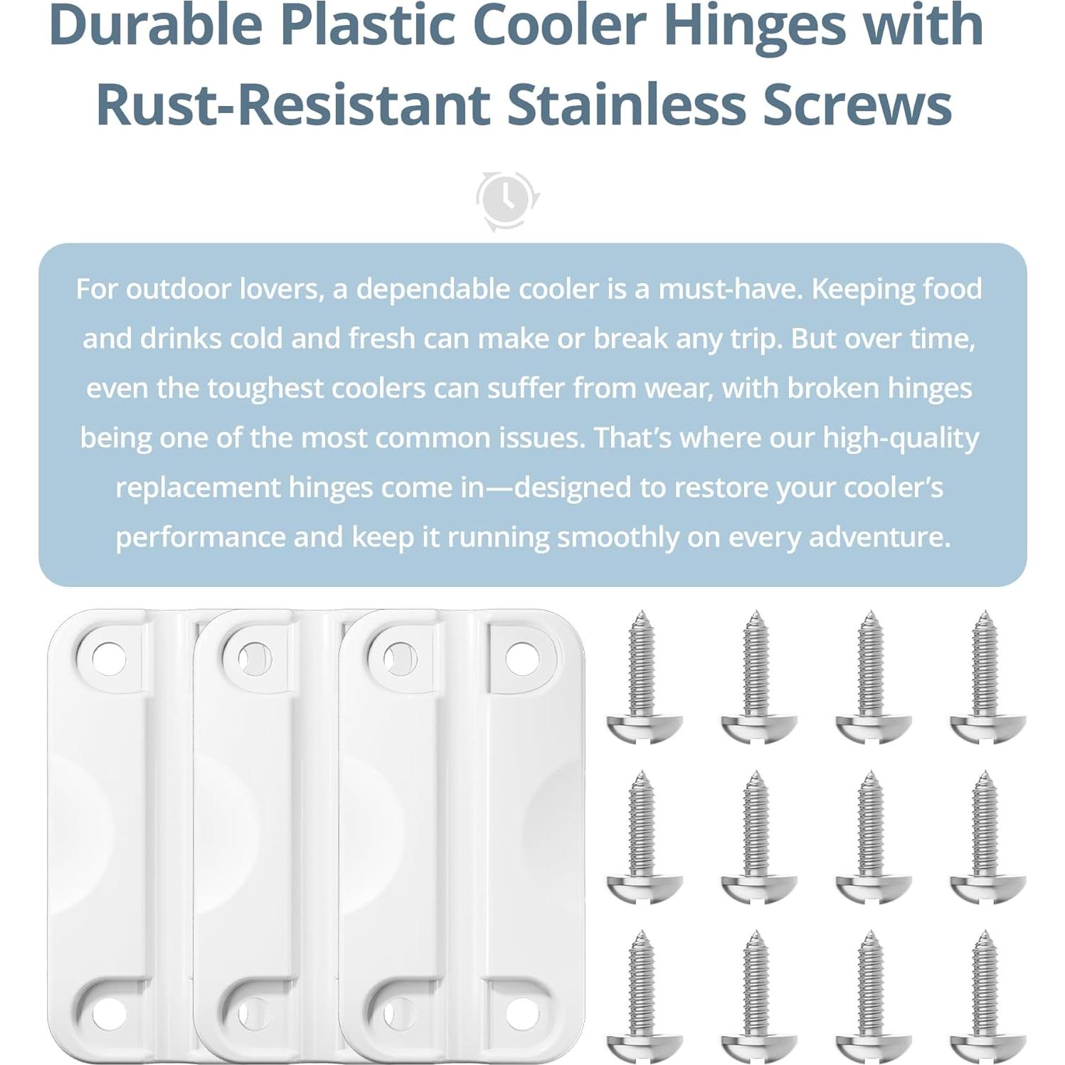 Bisagras de Cooler HQAPR para Neveras Igloo 25-165 Qt - Paquete de 3