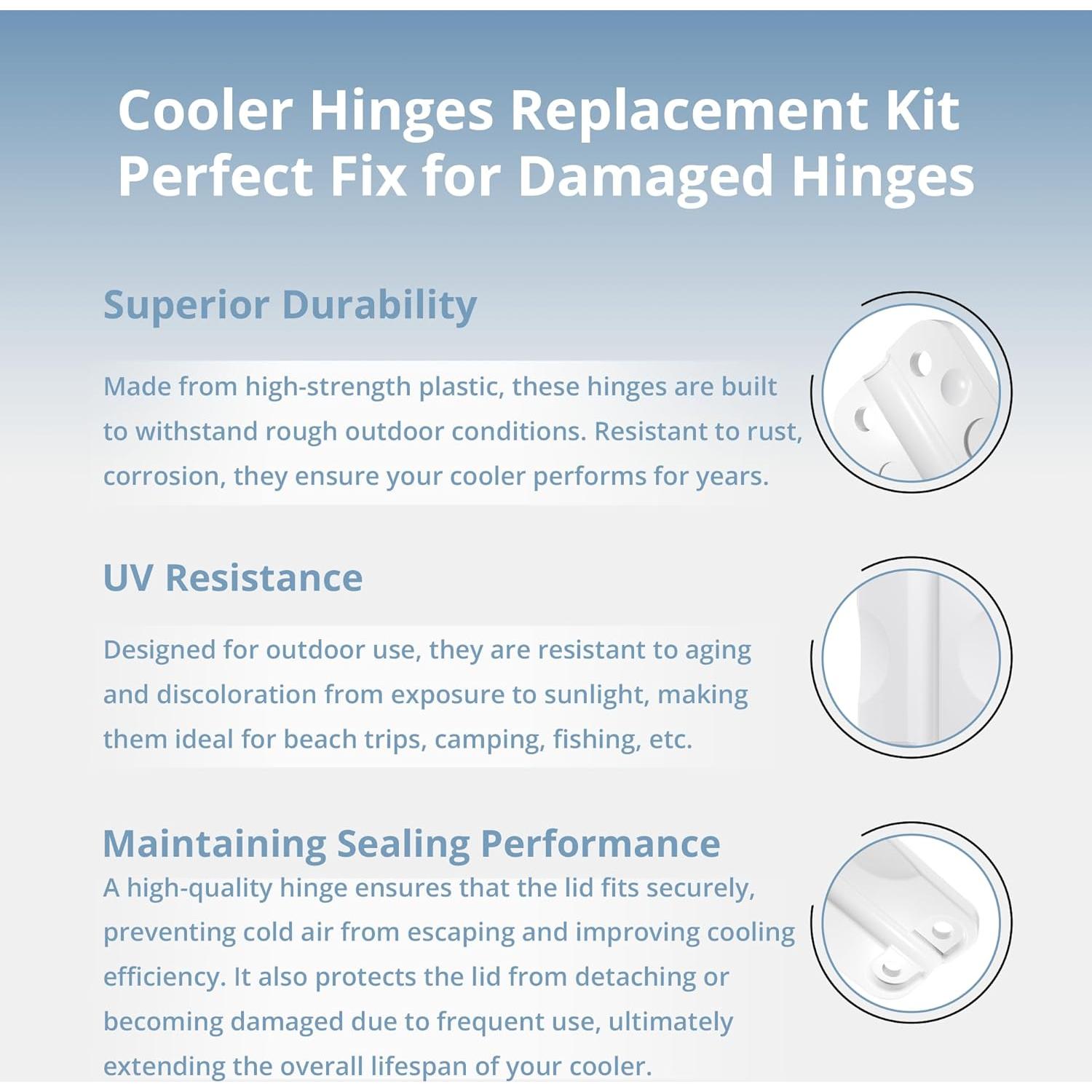 Bisagras de Cooler HQAPR para Neveras Igloo 25-165 Qt - Paquete de 3