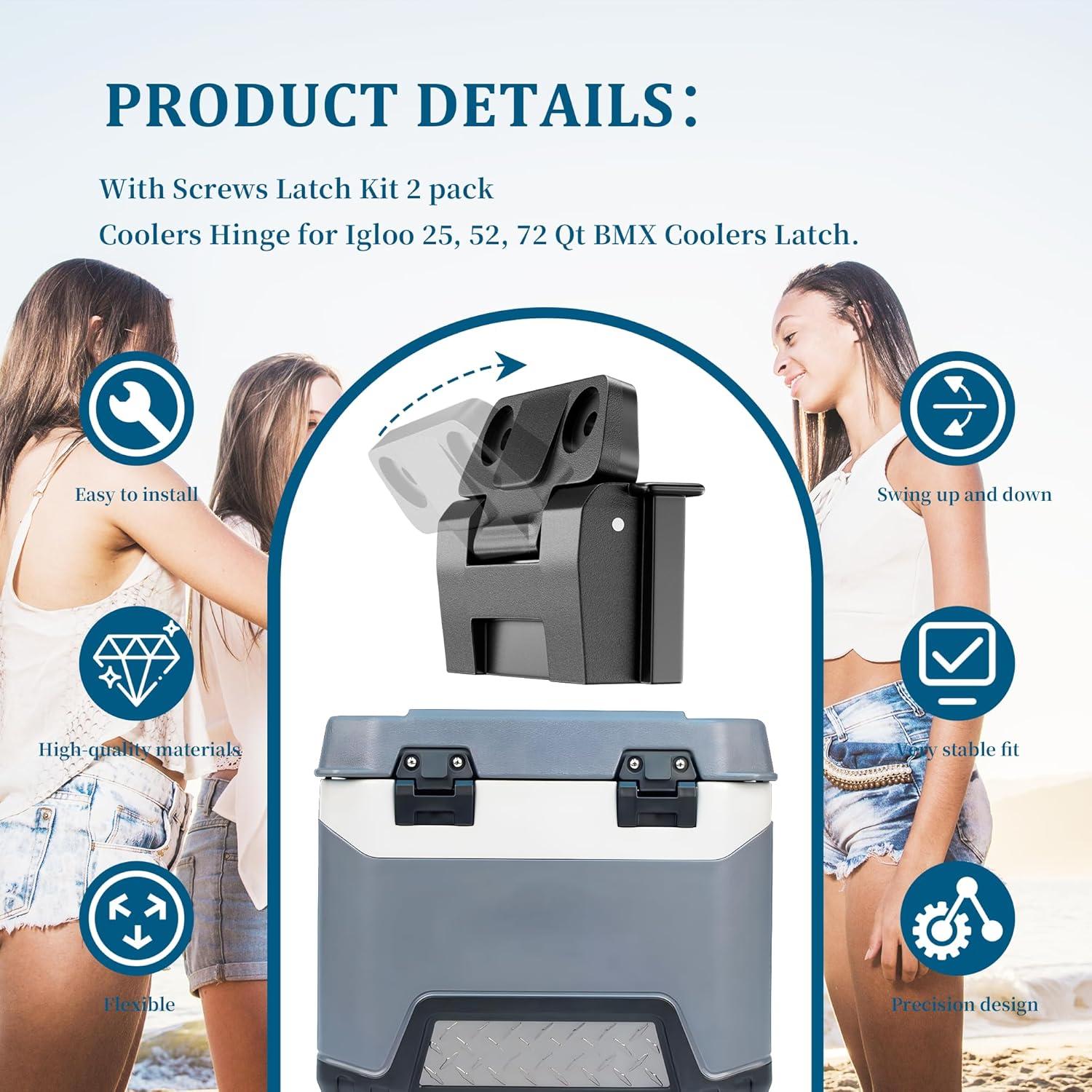 Bisagras de Repuesto BiLLNE para Coolers Igloo 25, 52, 72 Qt