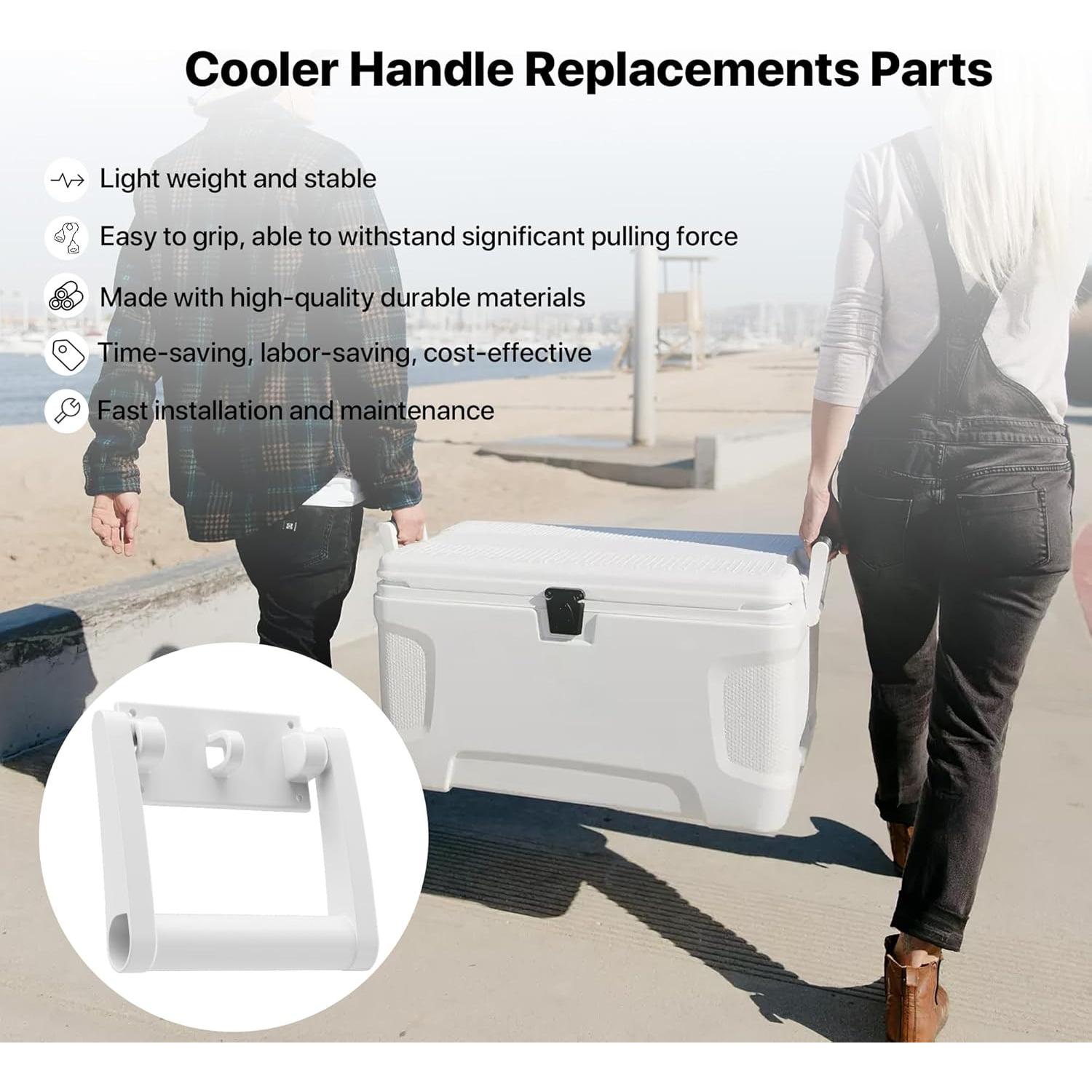 21025 Replacement Handles for Coolers,Compatible with 90-100 Qt Coolers，High Strength Plastic Handles & Screws Replacement Parts-2 Pack