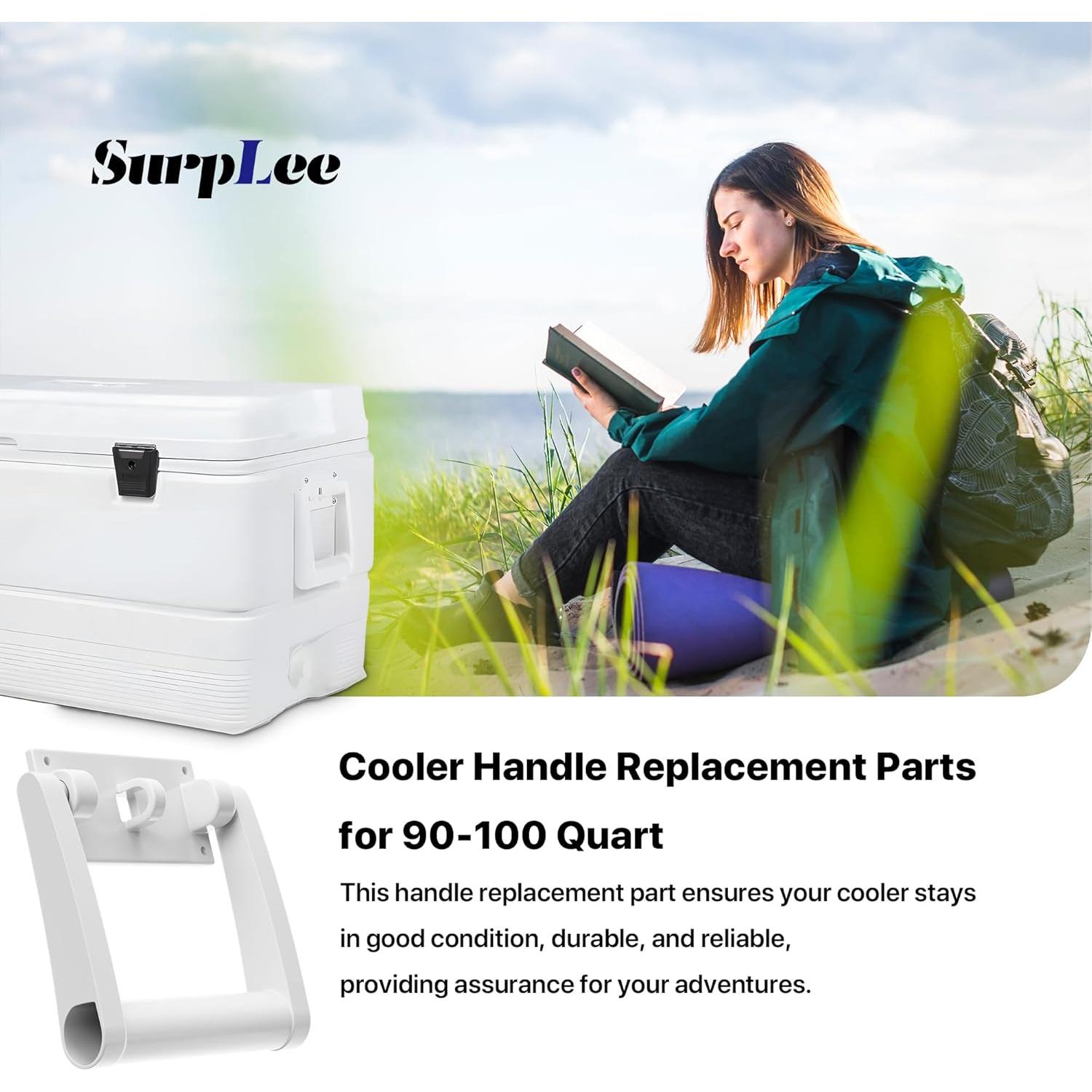 21025 Replacement Handles for Coolers,Compatible with 90-100 Qt Coolers，High Strength Plastic Handles & Screws Replacement Parts-2 Pack