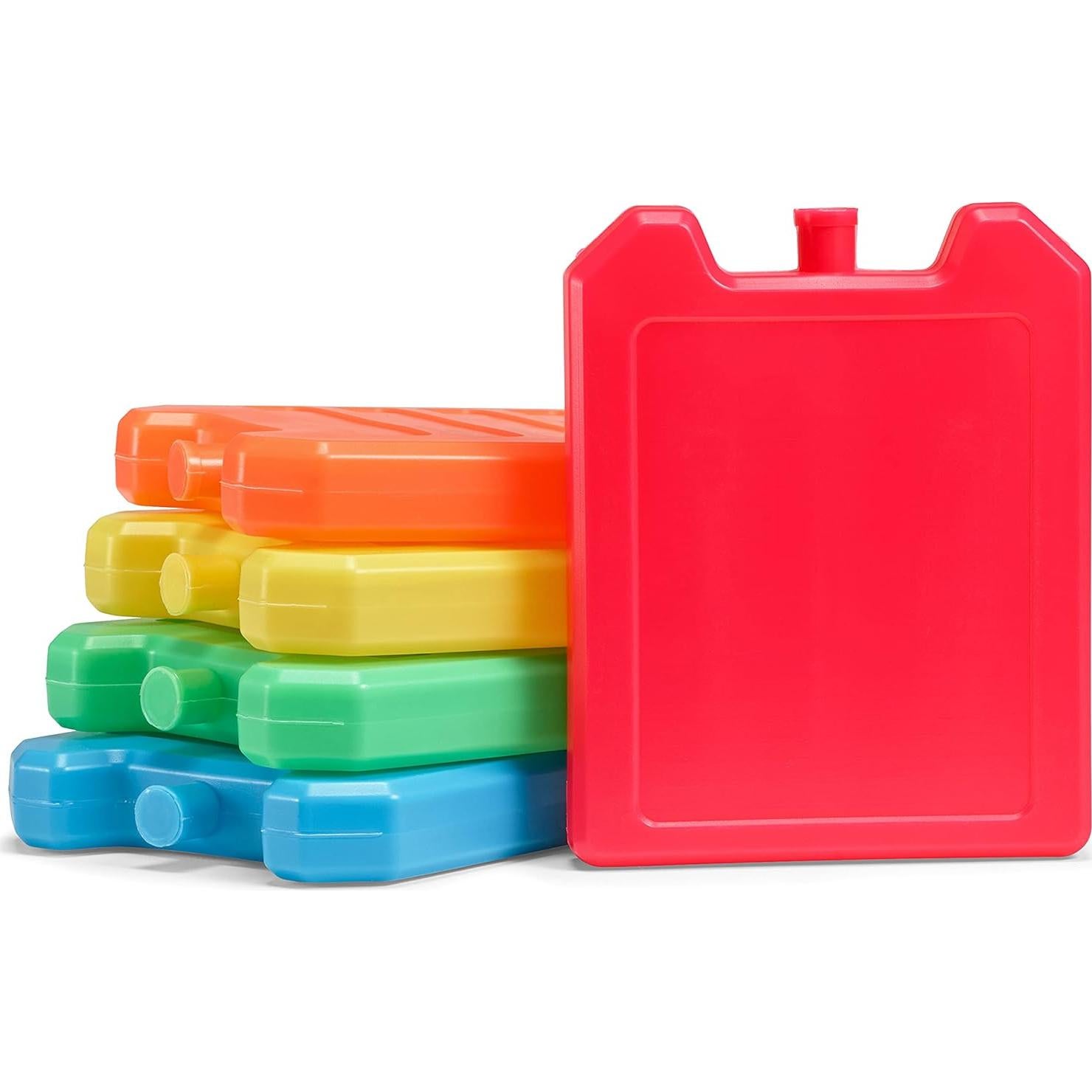 Cool Coolers by Fit + Fresh, 5 Pack Days of the Week Ice Blocks, Compact Reusable Ice Packs for Lunch Boxes & Coolers, Multi Colored