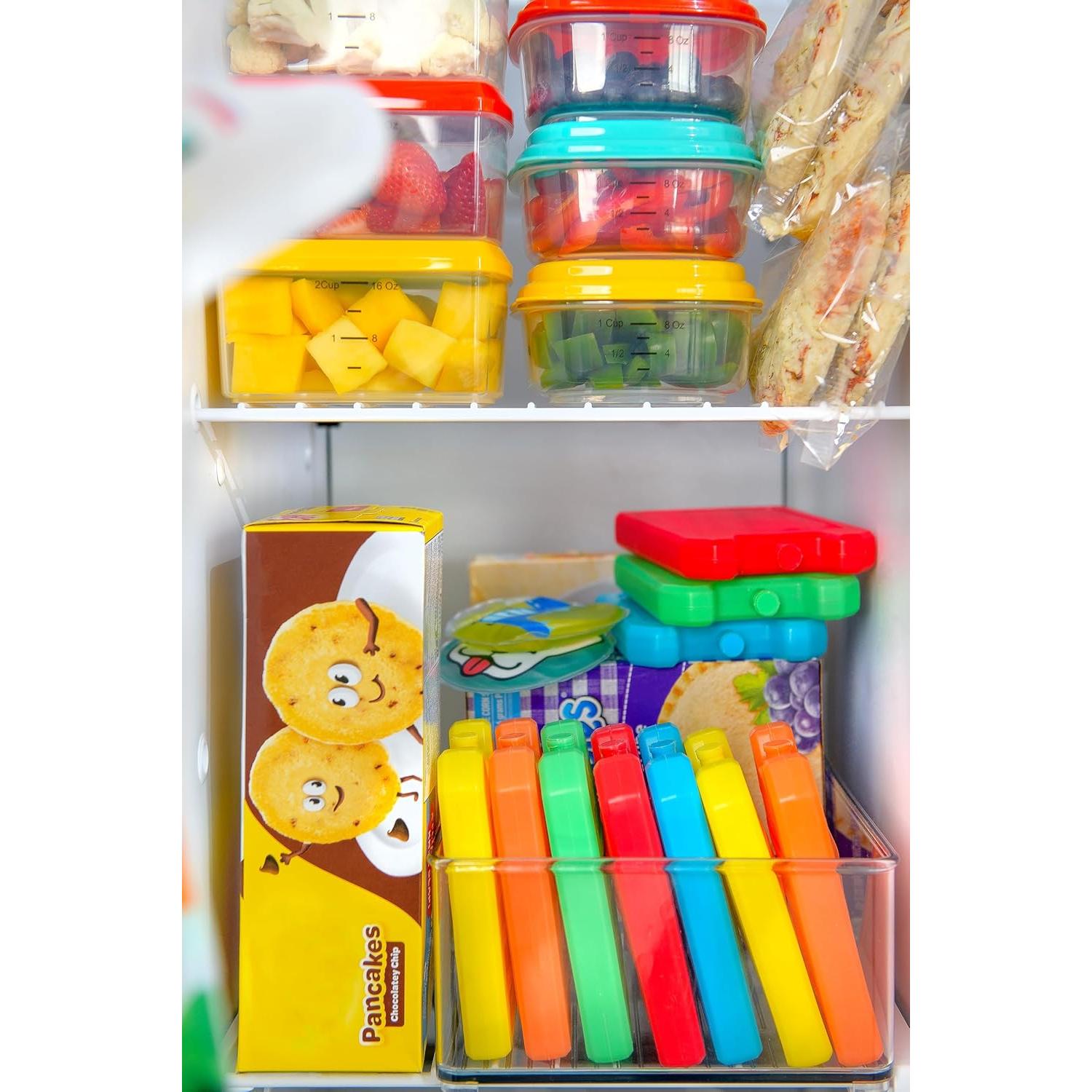 Cool Coolers by Fit + Fresh, 5 Pack Days of the Week Ice Blocks, Compact Reusable Ice Packs for Lunch Boxes & Coolers, Multi Colored