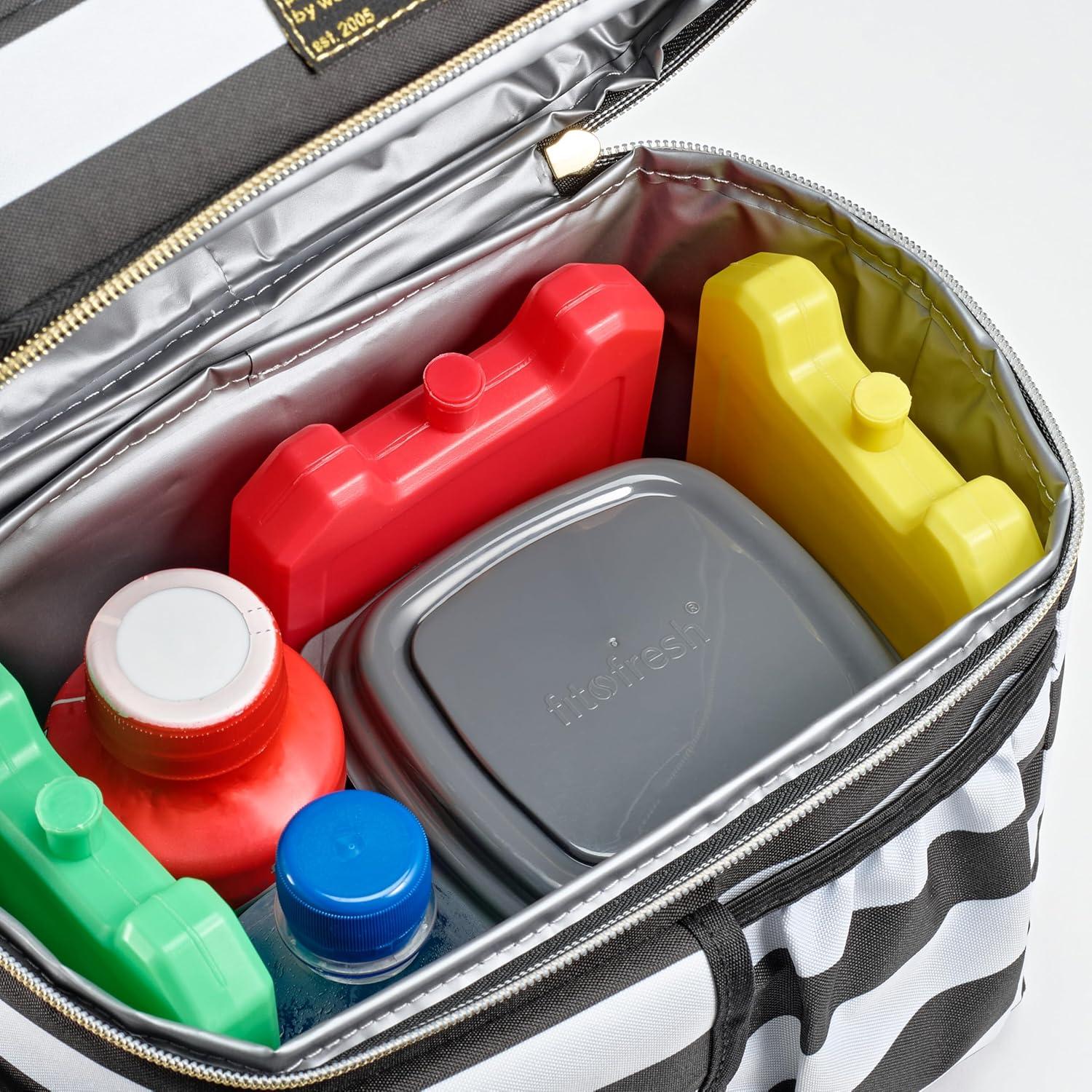 Cool Coolers by Fit + Fresh, 5 Pack Days of the Week Ice Blocks, Compact Reusable Ice Packs for Lunch Boxes & Coolers, Multi Colored