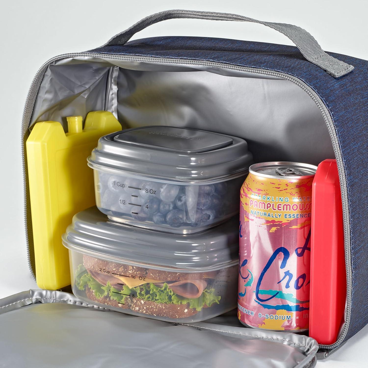 Cool Coolers by Fit + Fresh, 5 Pack Days of the Week Ice Blocks, Compact Reusable Ice Packs for Lunch Boxes & Coolers, Multi Colored