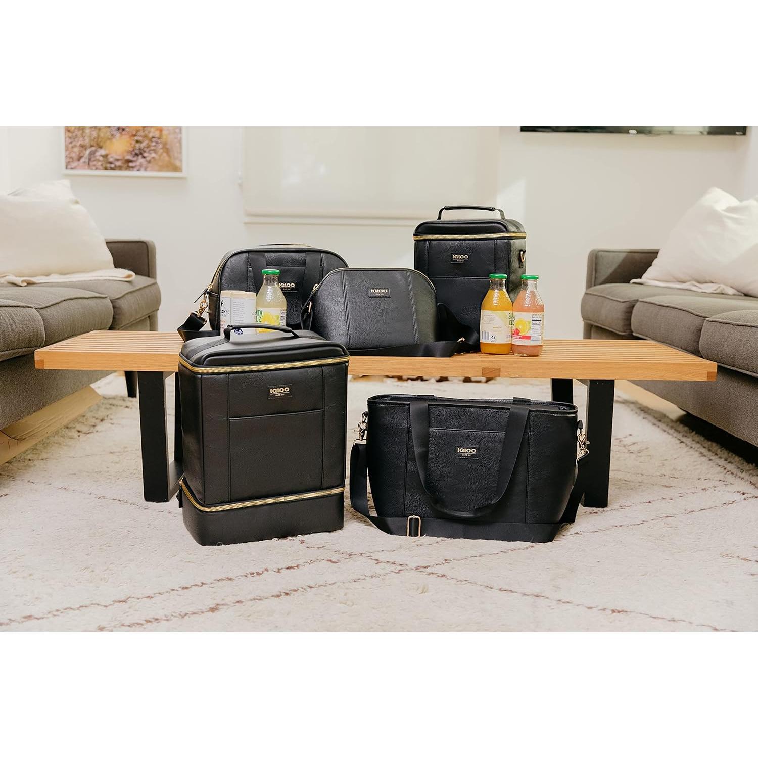 Bolsa Térmica Aislada Igloo Mochila 26 Latas Cuero Negro