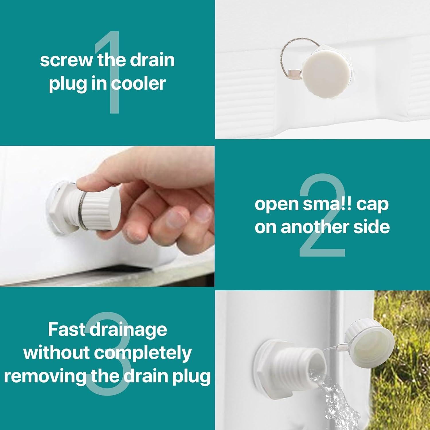 Tapón de Drenaje HQAPR Rosado Acero Inoxidable para Enfriadores 50-165 Qt