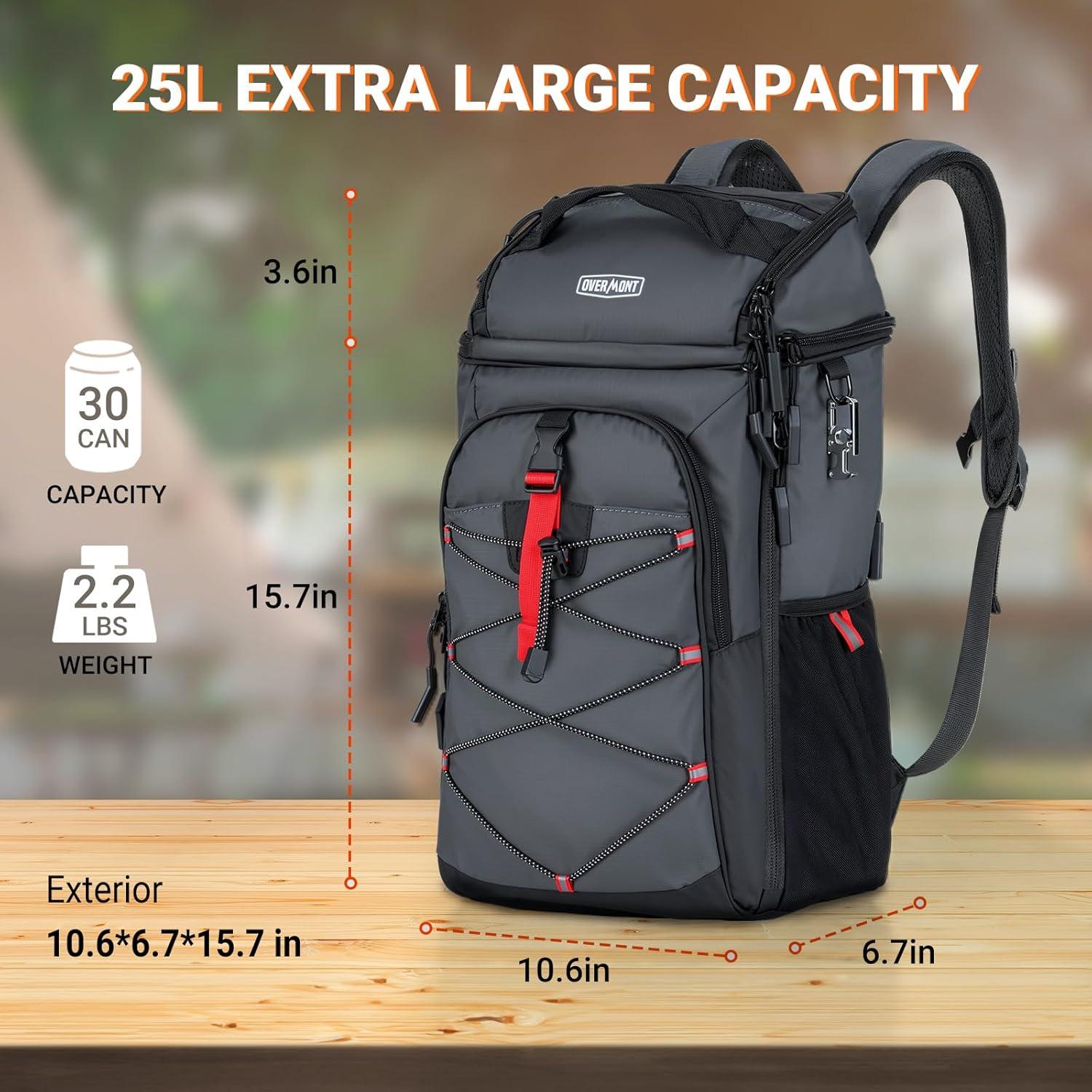 Mochila Enfriadora Impermeable Overmont 30L para Camping
