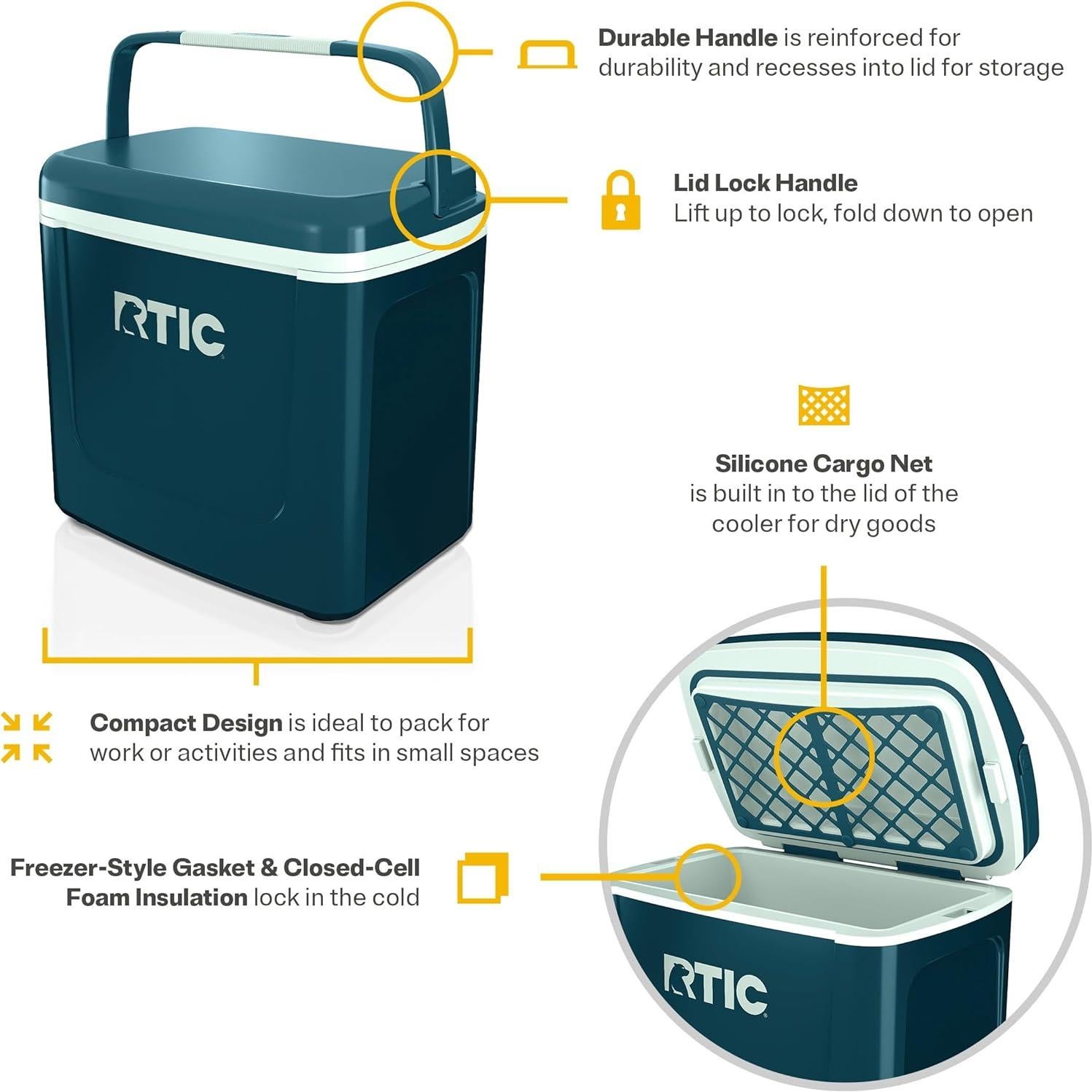 Enfriador Personal de Viaje RTIC 8 QT Aislado 12 Latas
