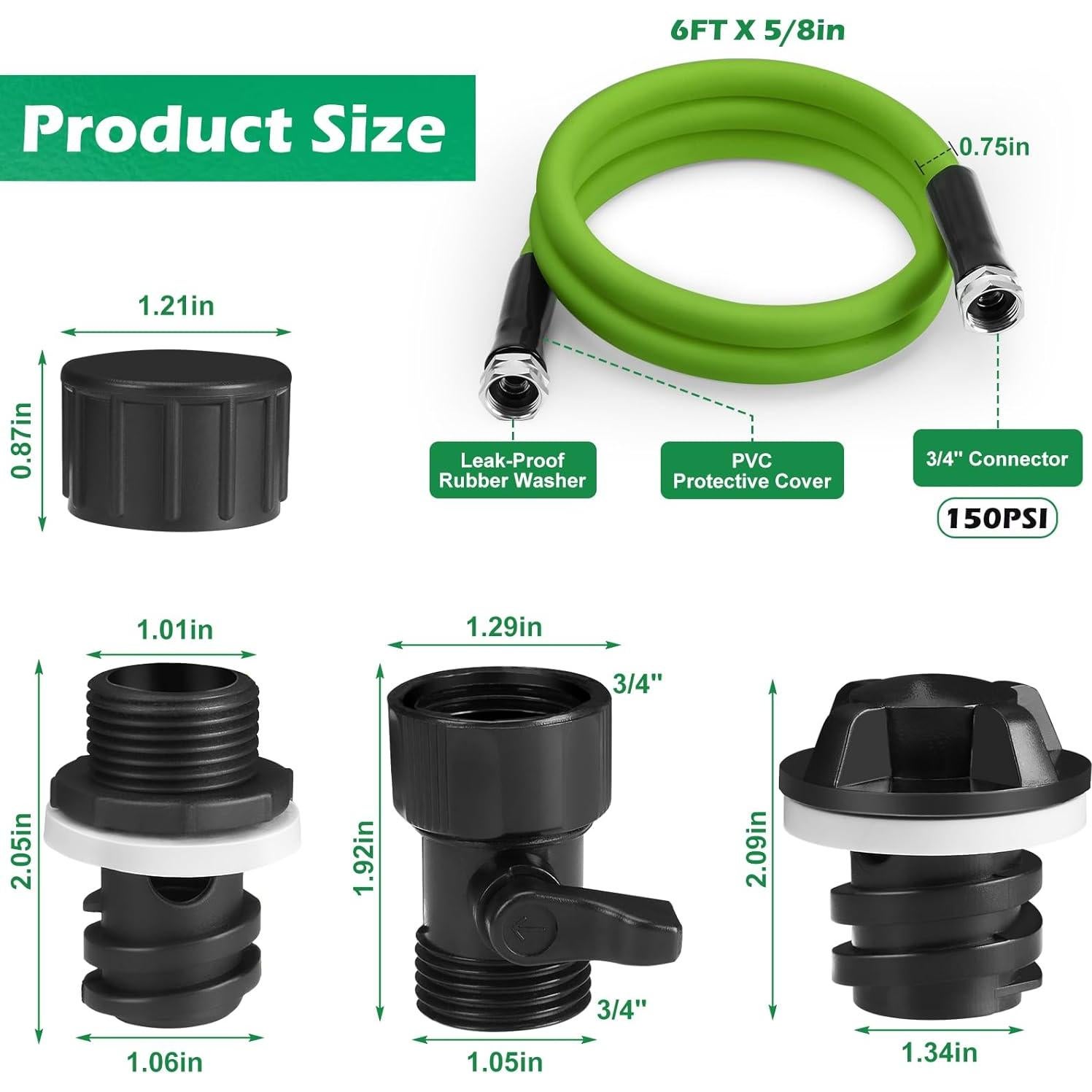 Cooler Drain Plug Hose Connection Kit with 6FT Garden Hose and Shut Off Valve for Yeti, Rtic Coolers