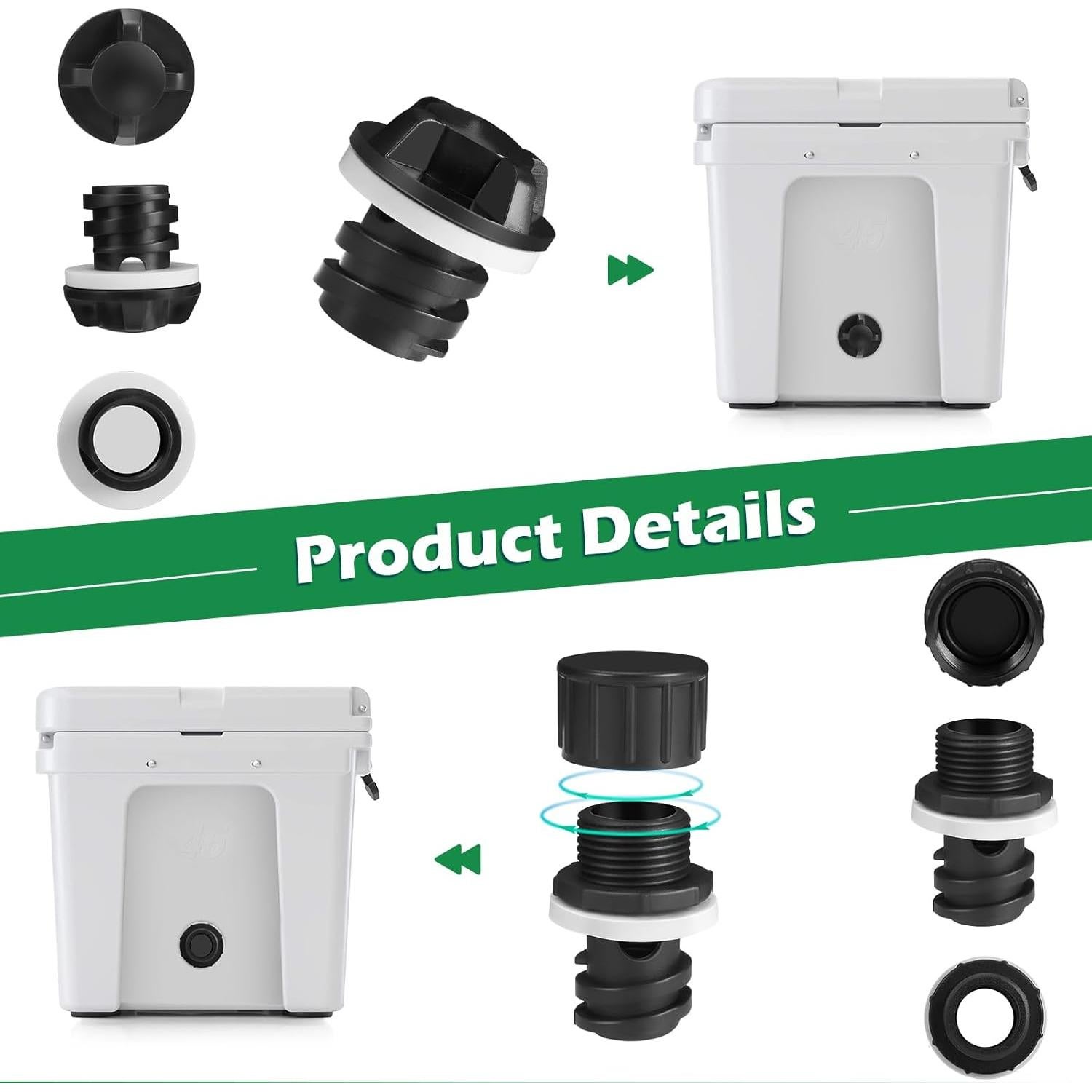 Cooler Drain Plug Hose Connection Kit with 6FT Garden Hose and Shut Off Valve for Yeti, Rtic Coolers