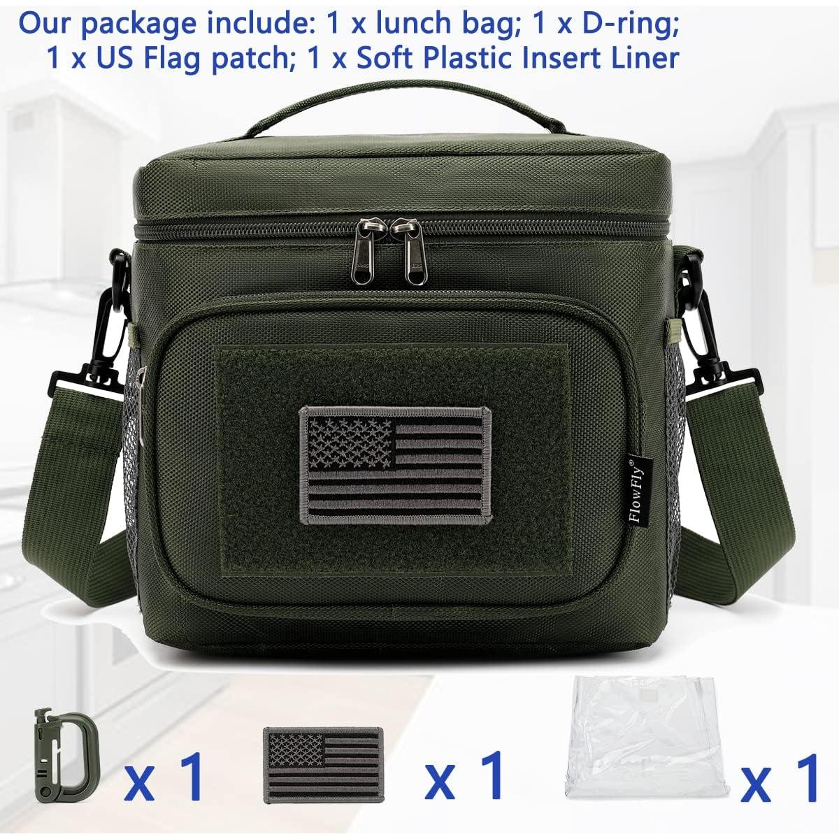 Bolsa de Almuerzo Táctica FlowFly Verde Militar Aislada 11.5L