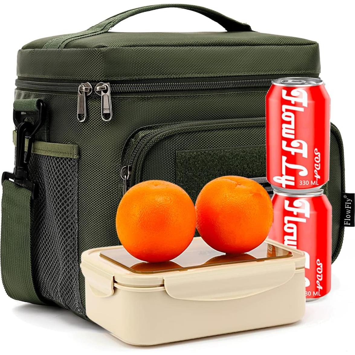 Bolsa de Almuerzo Táctica FlowFly Verde Militar Aislada 11.5L