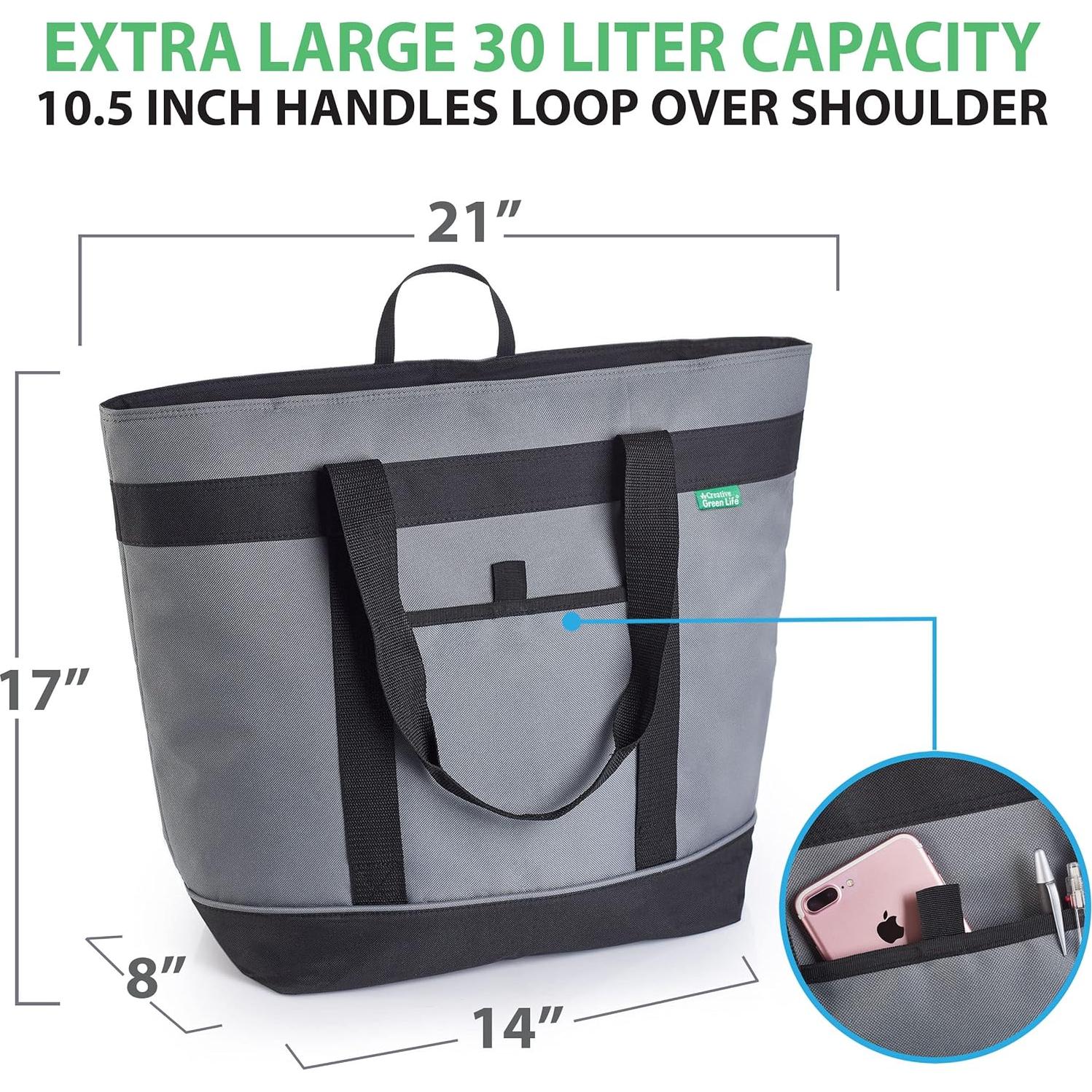 Bolsa Térmica Aislada Jumbo Creative Green Life Gris 37.85L