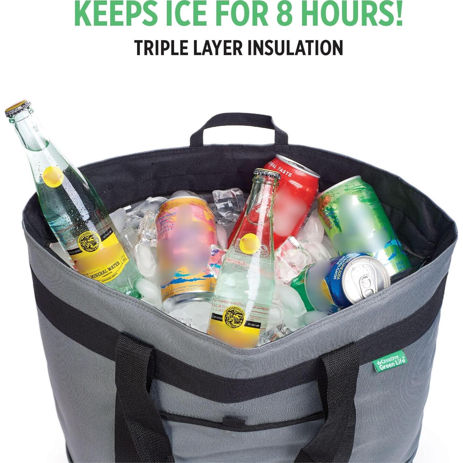 Bolsa Térmica Aislada Jumbo Creative Green Life Gris 37.85L