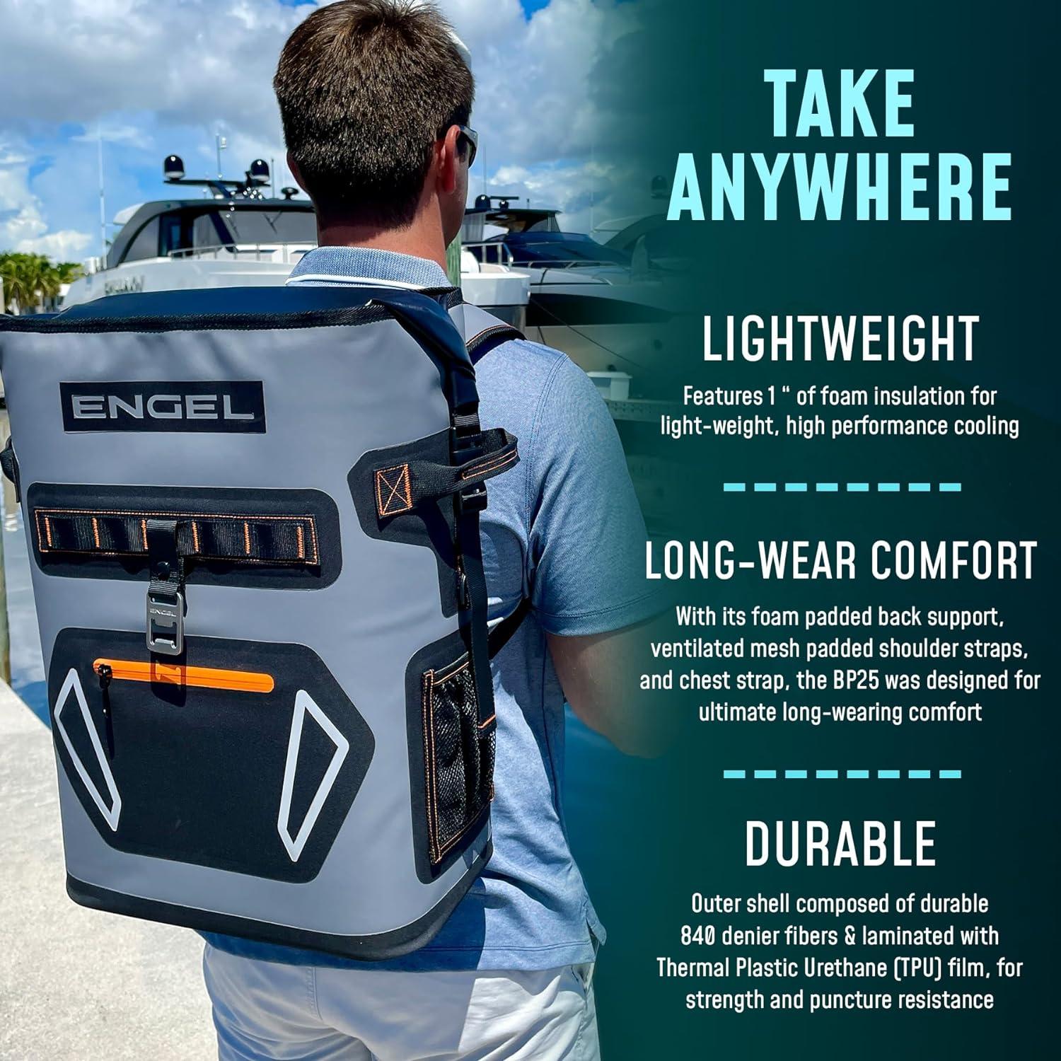 Mochila Enfriador Engel BP25 25 Cuartos Gris Lima