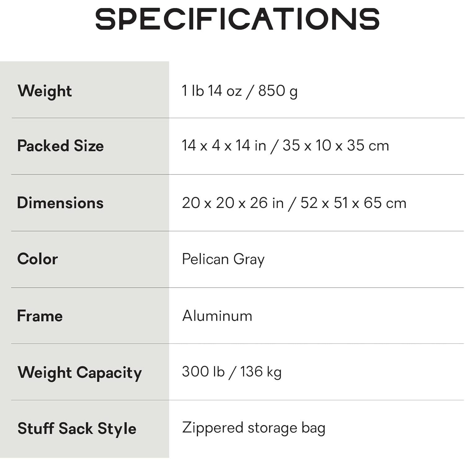 Silla de Camping Reclinable NEMO Moonlite - Gris Pelícano - 0.85 kg