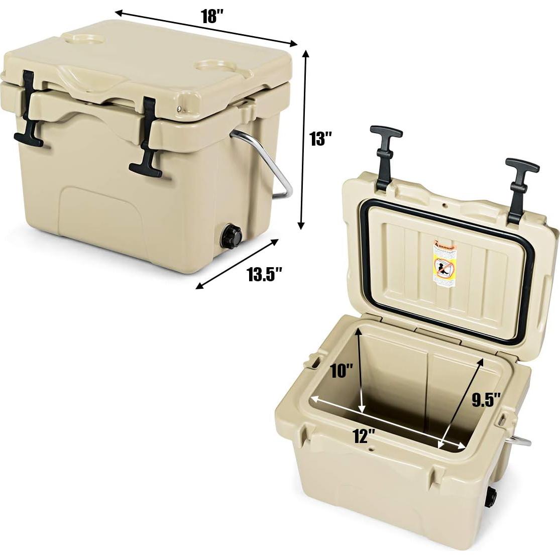 Hielera Goplus 15.14L Caqui Aislada Portátil para Camping