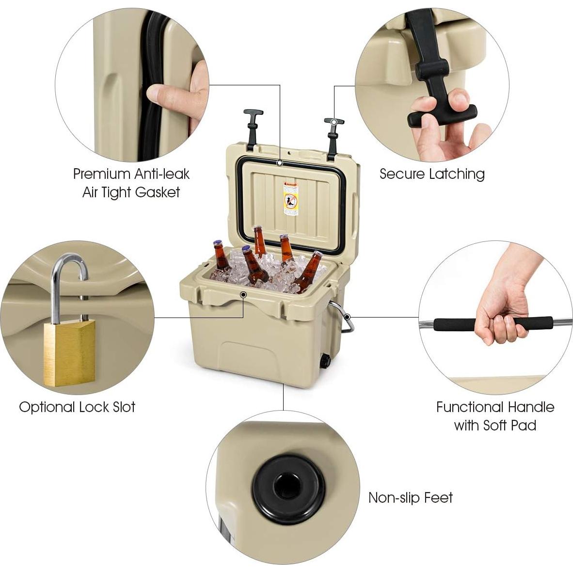 Hielera Goplus 15.14L Caqui Aislada Portátil para Camping