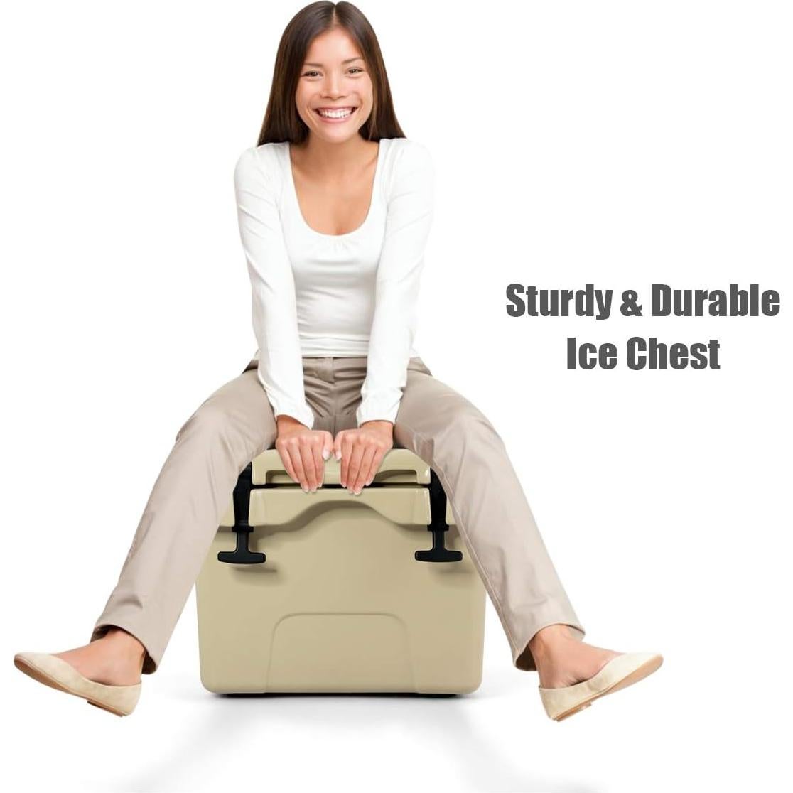 Hielera Goplus 15.14L Caqui Aislada Portátil para Camping