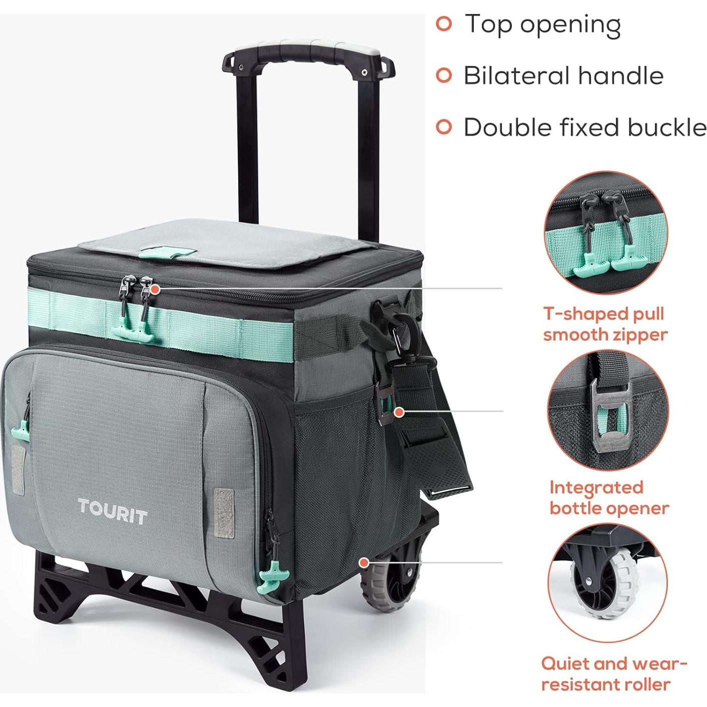 Nevera Rodante TOURIT 30L Aislada con Ruedas para Camping