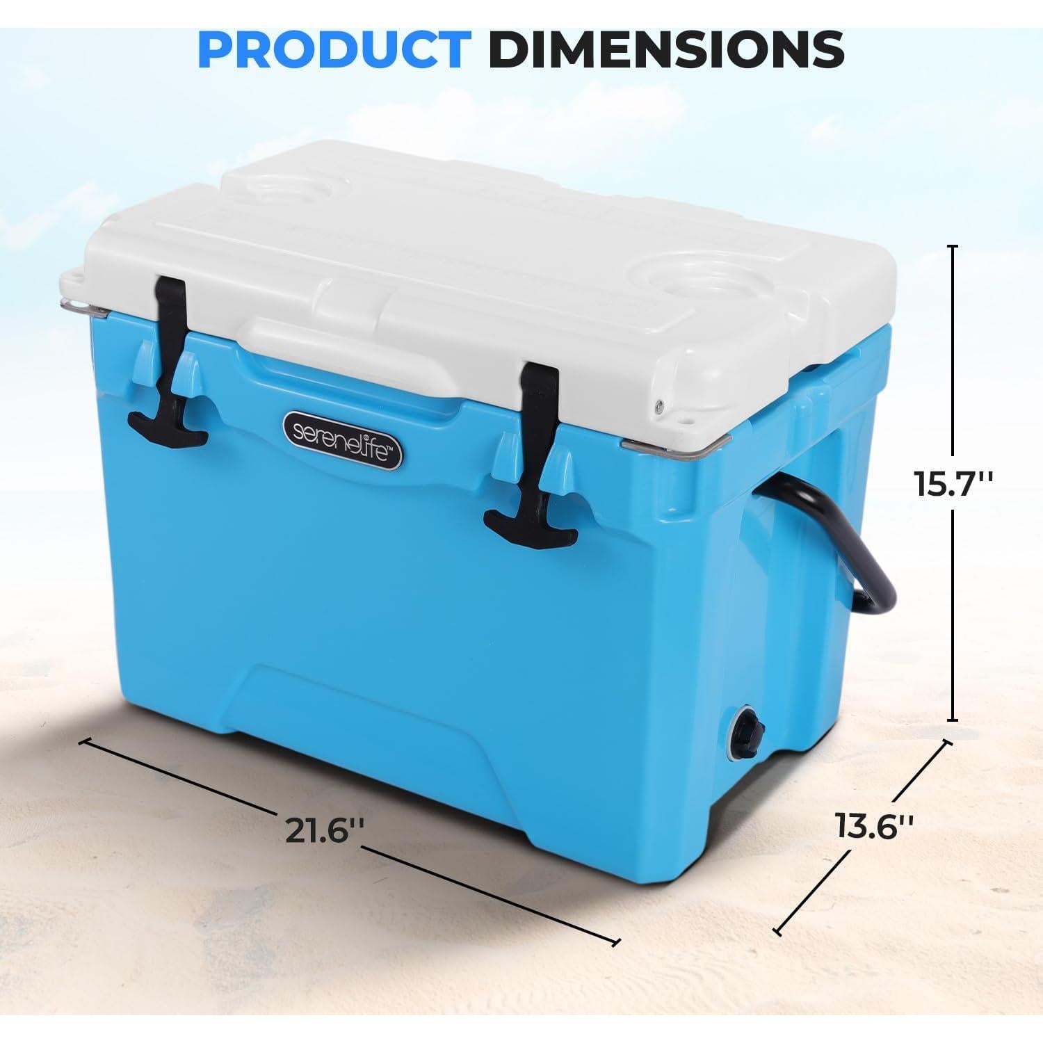 Enfriador Portátil SereneLife 25QT Azul - Durabilidad y Aislamiento