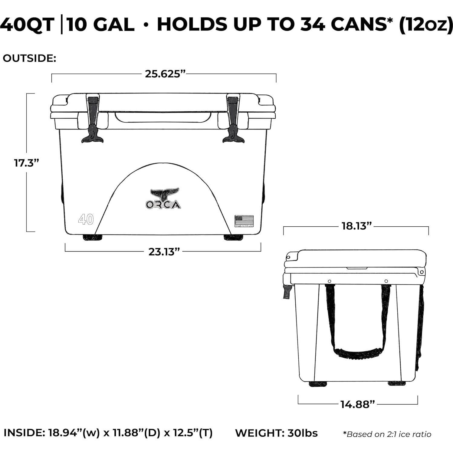 Nevera ORCA 40 QT Espuma de Mar - Aislamiento Eficaz