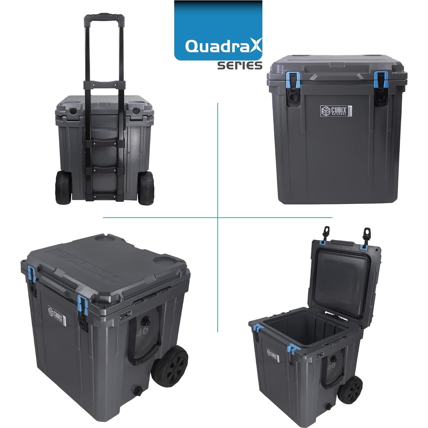 Enfriador Duro QuadraX 46QT Cubix Outdoors con Ruedas