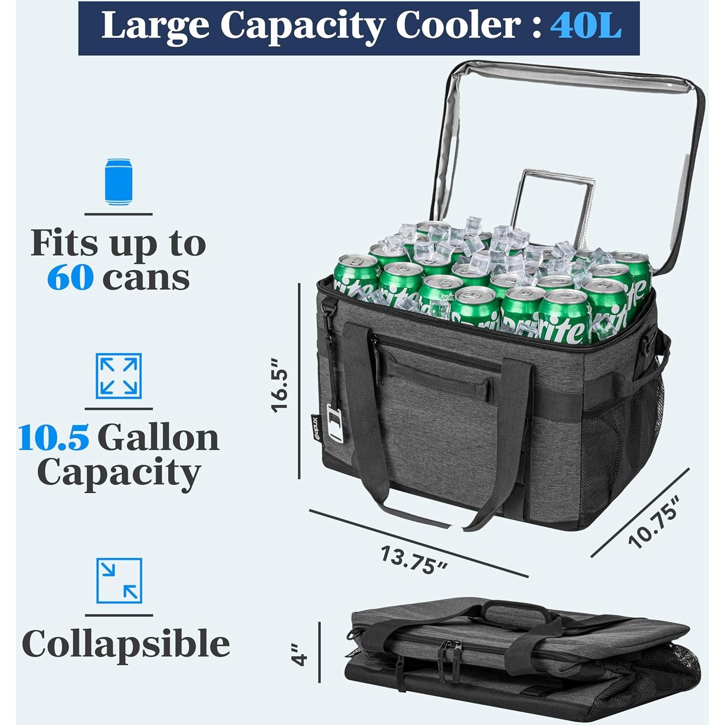 Bolsa Térmica OPUX 60 Latas Aislada Plegable Gris Carbón