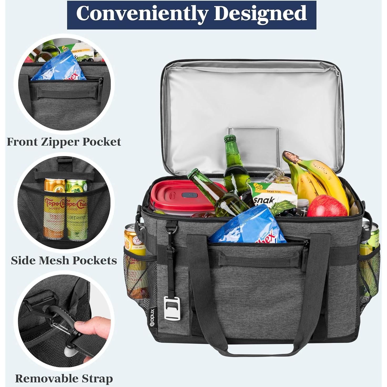 Bolsa Térmica OPUX 60 Latas Aislada Plegable Gris Carbón