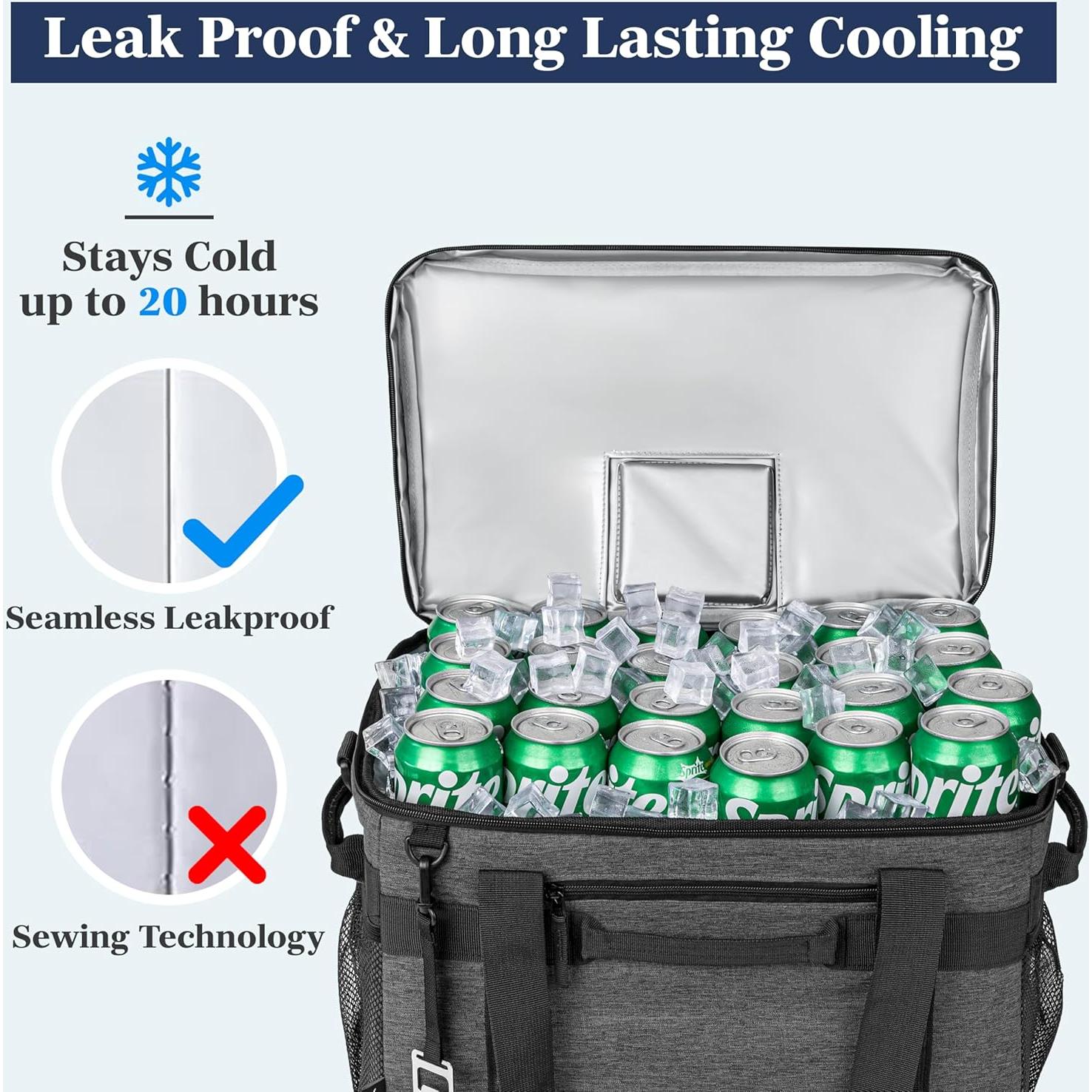 Bolsa Térmica OPUX 60 Latas Aislada Plegable Gris Carbón