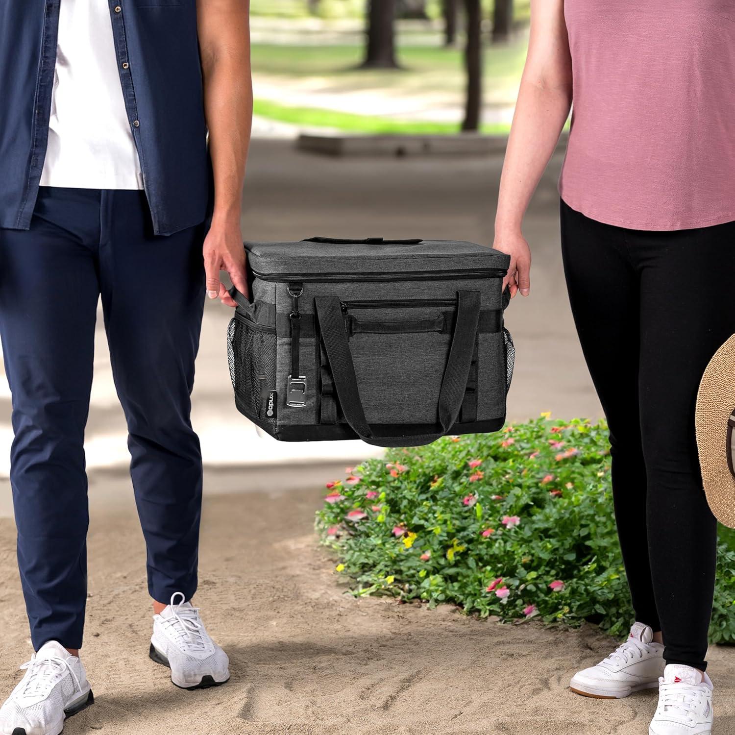 Bolsa Térmica OPUX 60 Latas Aislada Plegable Gris Carbón