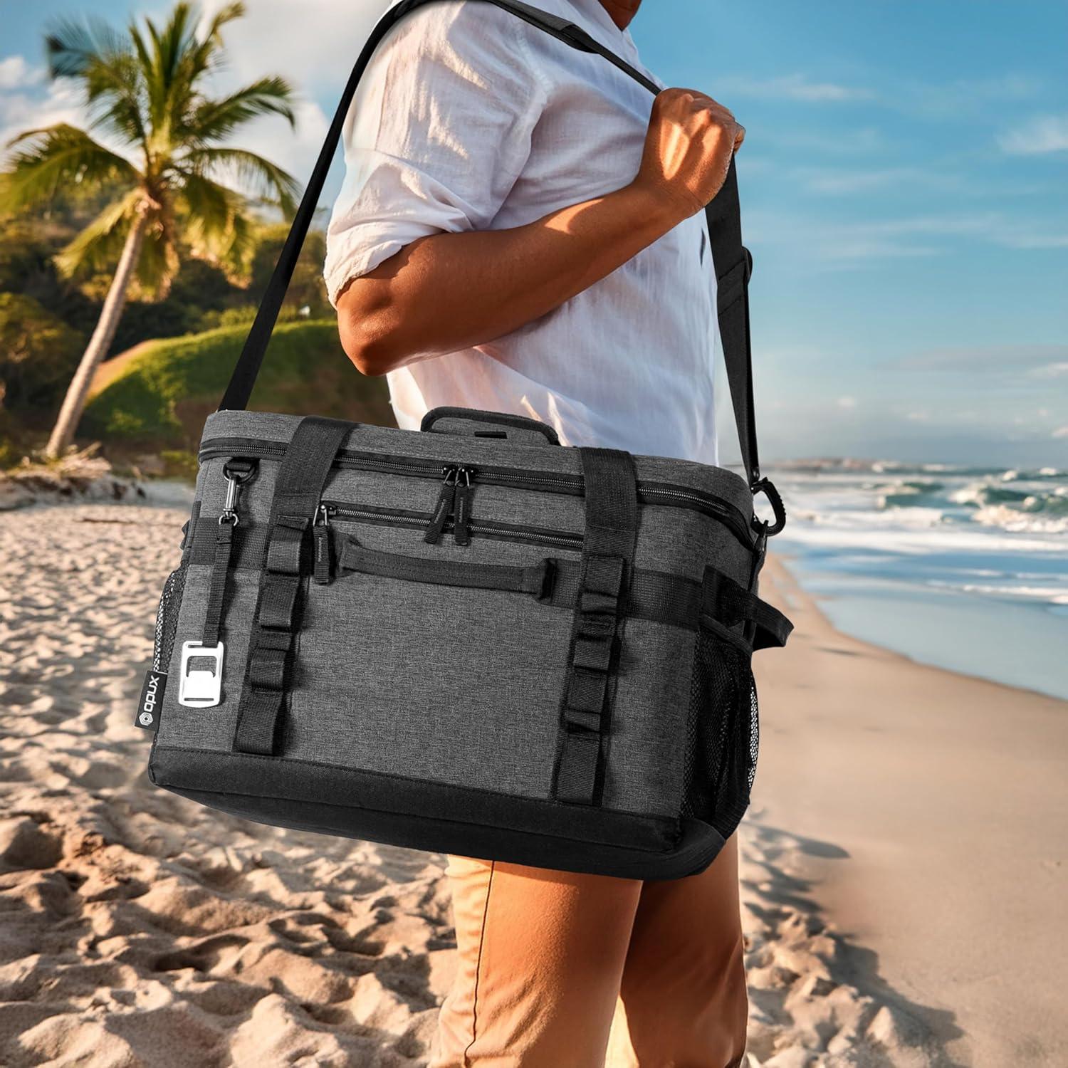 Bolsa Térmica OPUX 60 Latas Aislada Plegable Gris Carbón