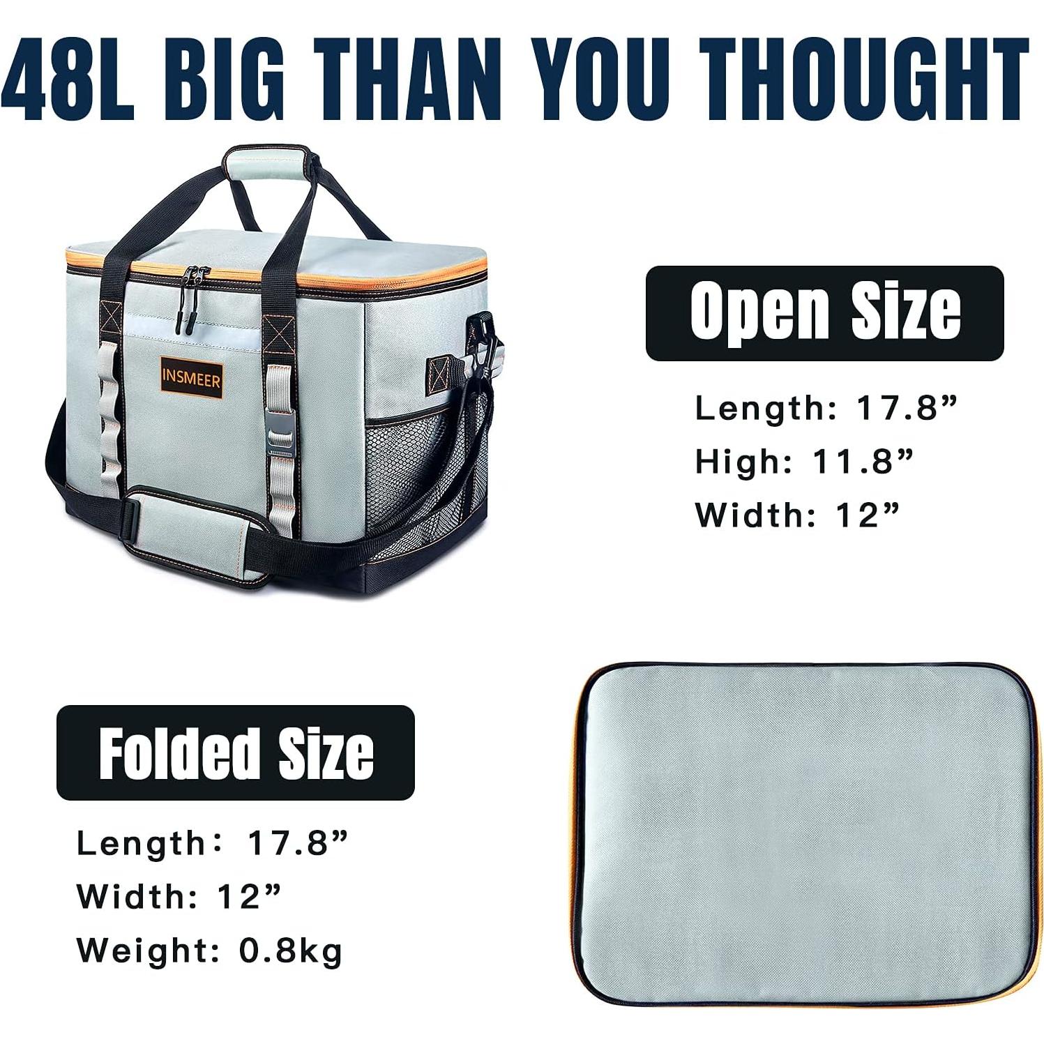 Bolsa Térmica Aislada INSMEER 48L Plegable para Camping y Picnic