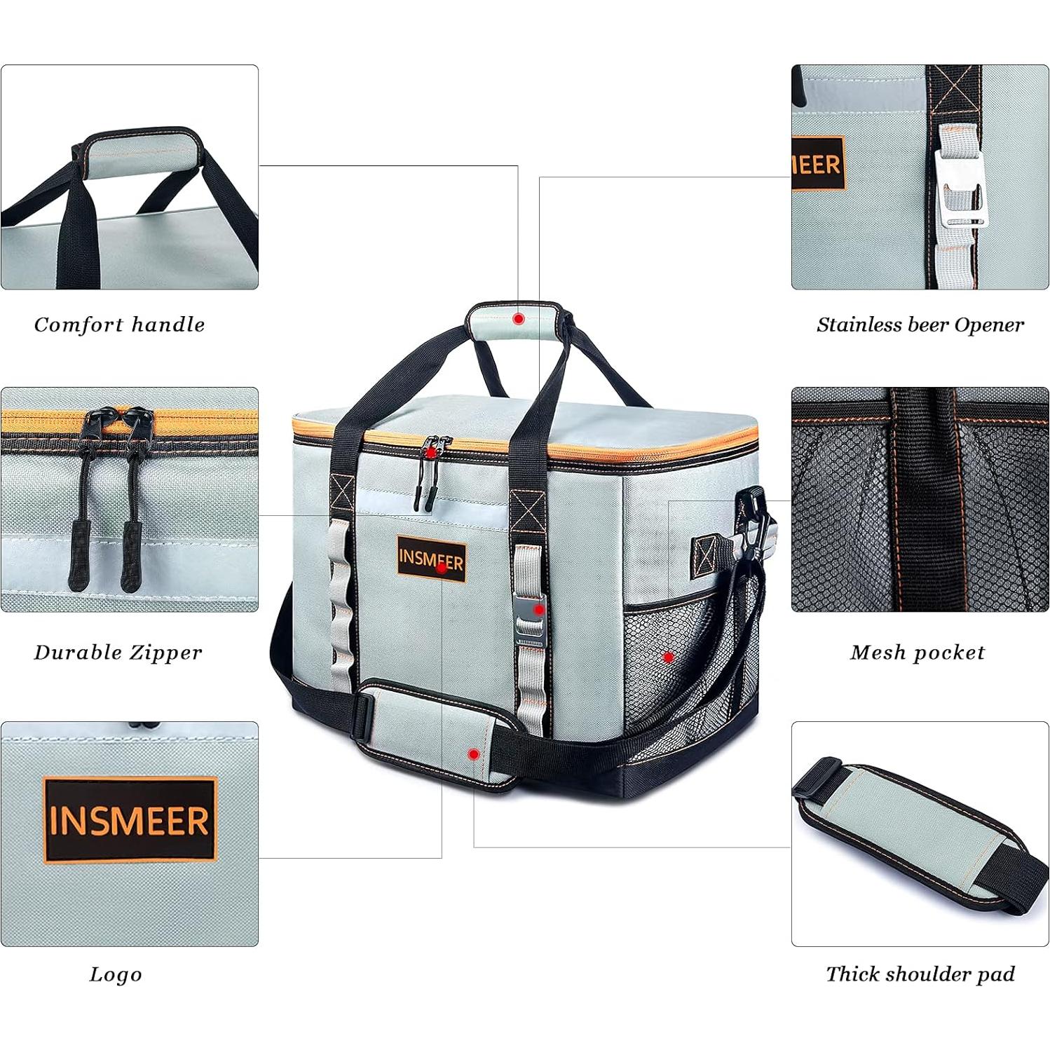 Bolsa Térmica Aislada INSMEER 48L Plegable para Camping y Picnic