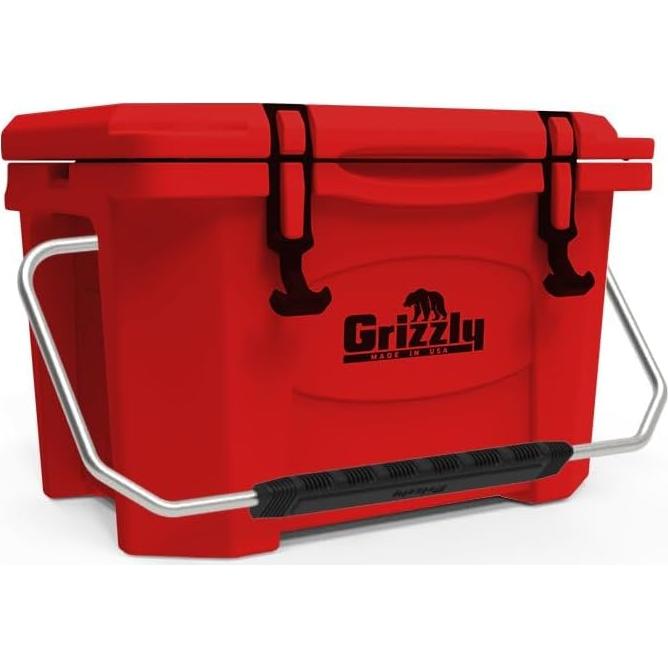 Cooler Grizzly 20 Cuartos Rojo Aislado para Camping y Playa