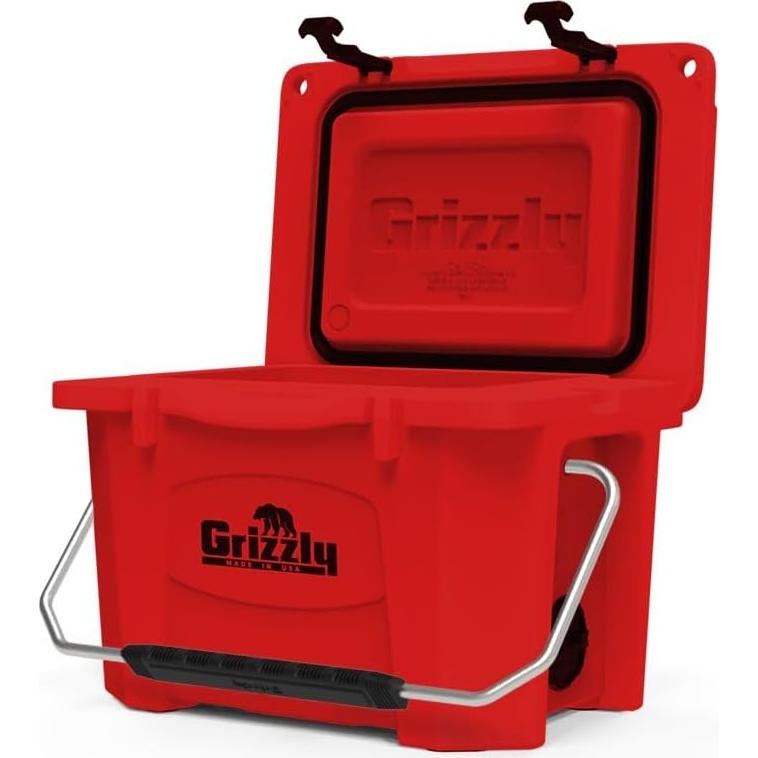 Cooler Grizzly 20 Cuartos Rojo Aislado para Camping y Playa
