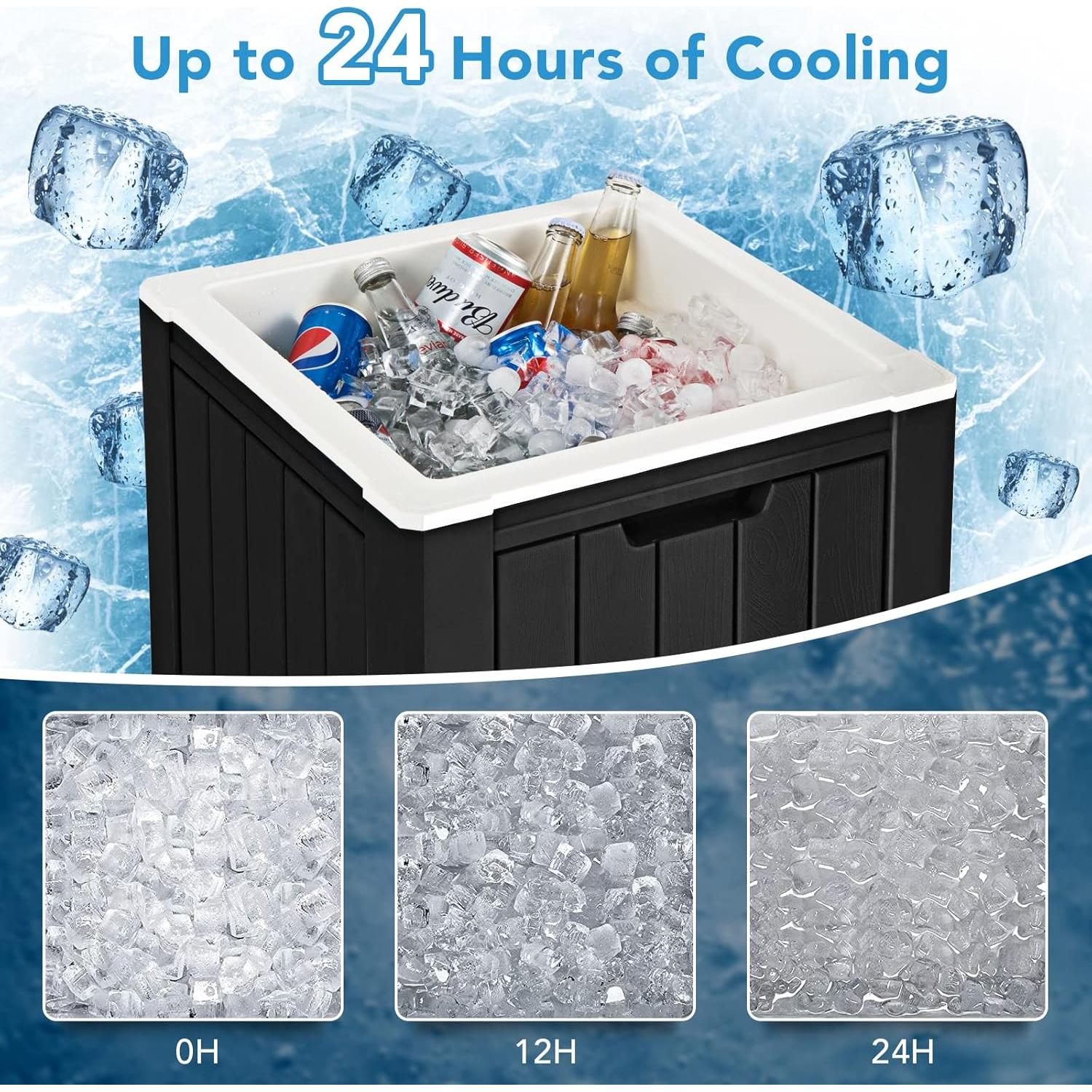 Enfriador de Hielo GYMAX 37.85L Aislado Portátil Negro