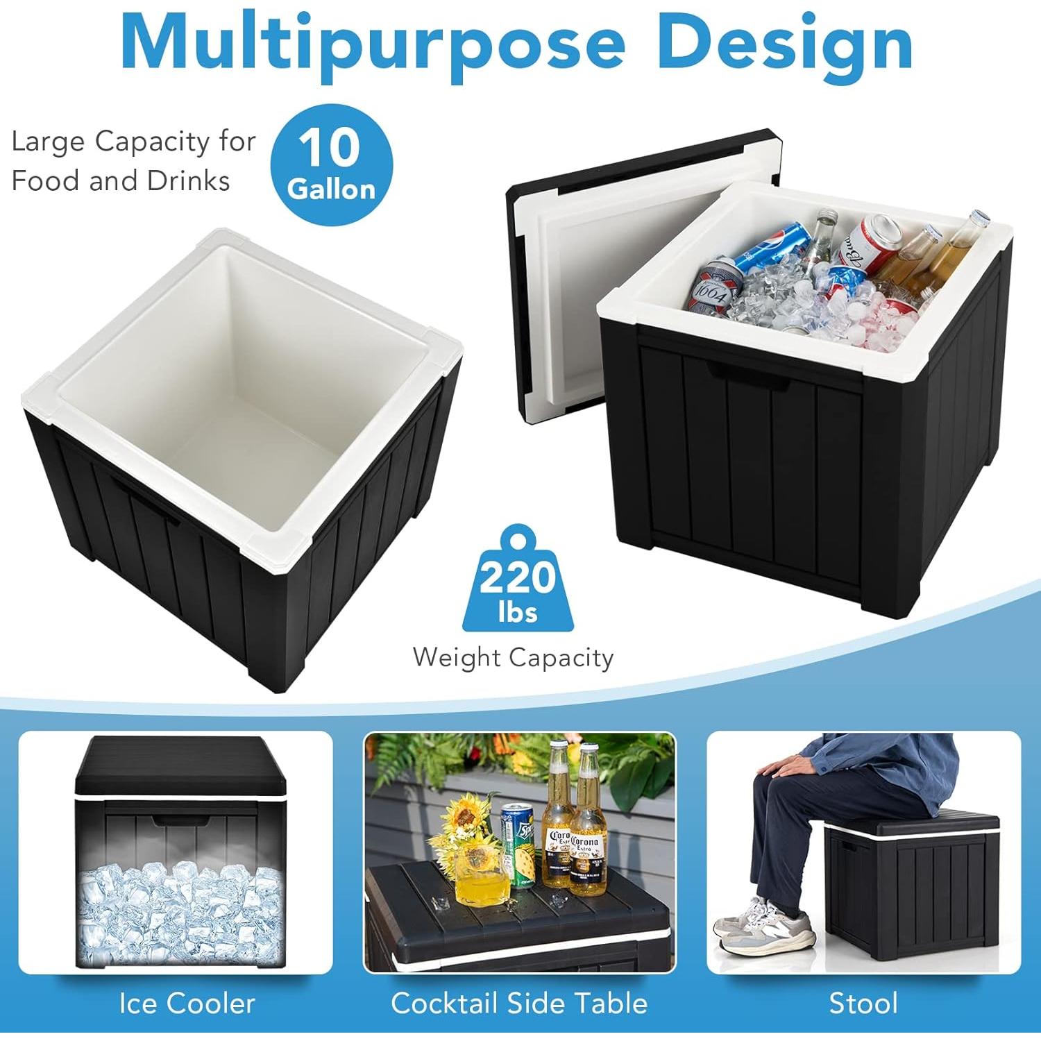 Enfriador de Hielo GYMAX 37.85L Aislado Portátil Negro