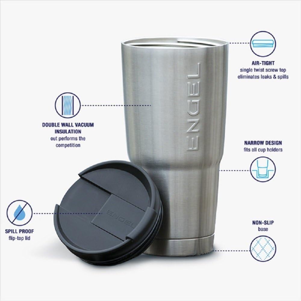 Vaso Térmico ENGEL de Acero Inoxidable 30oz Plata Aislado