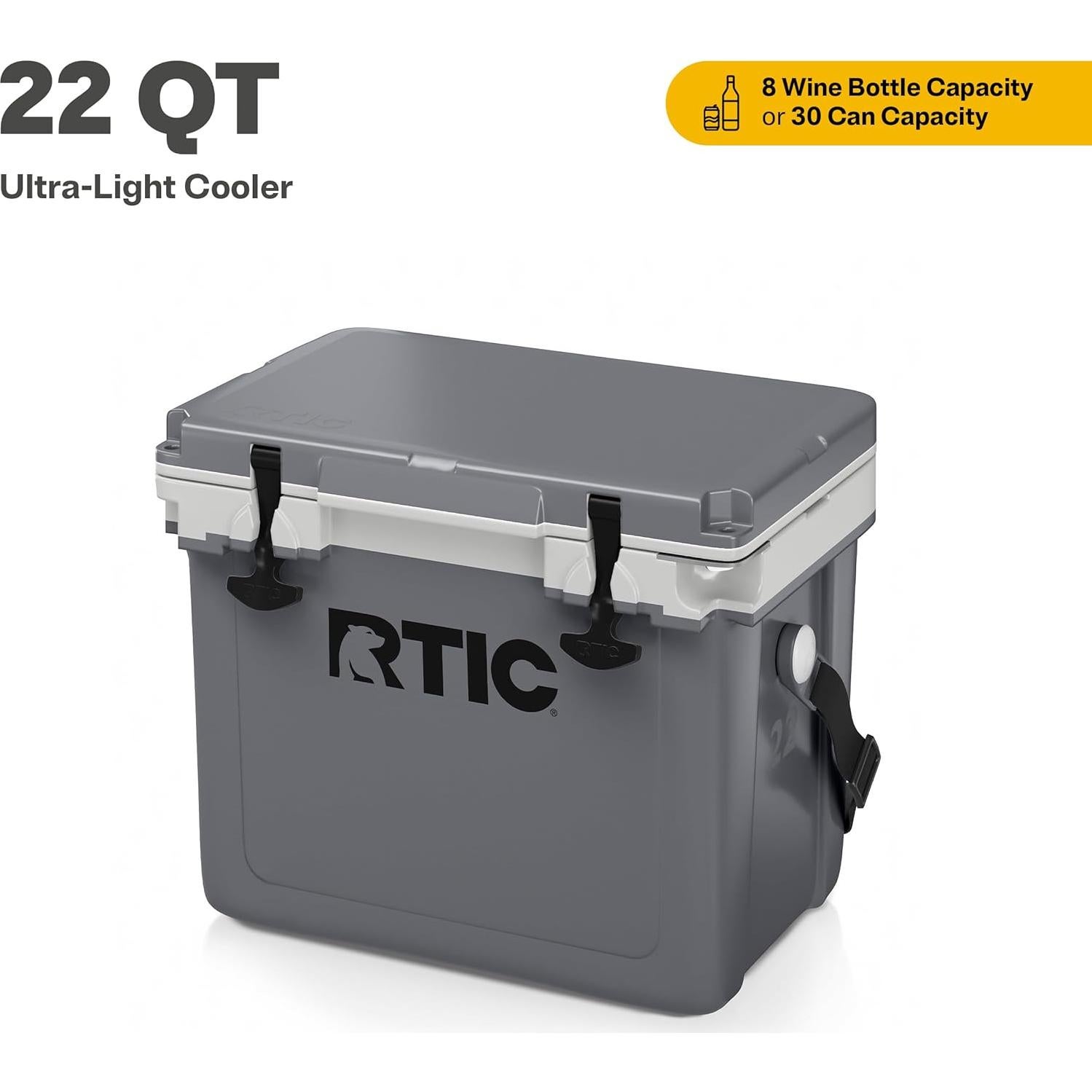 Enfriador RTIC Ultra-Ligero 22 QT Aislado Portátil Gris