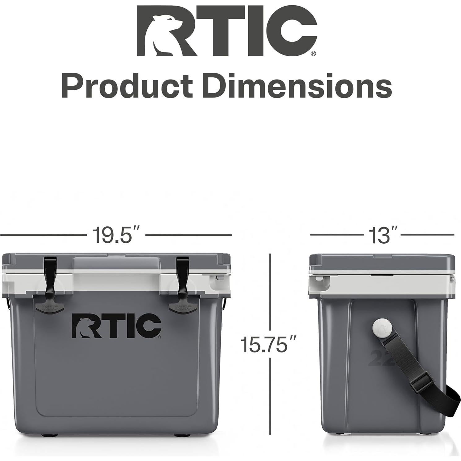 Enfriador RTIC Ultra-Ligero 22 QT Aislado Portátil Gris