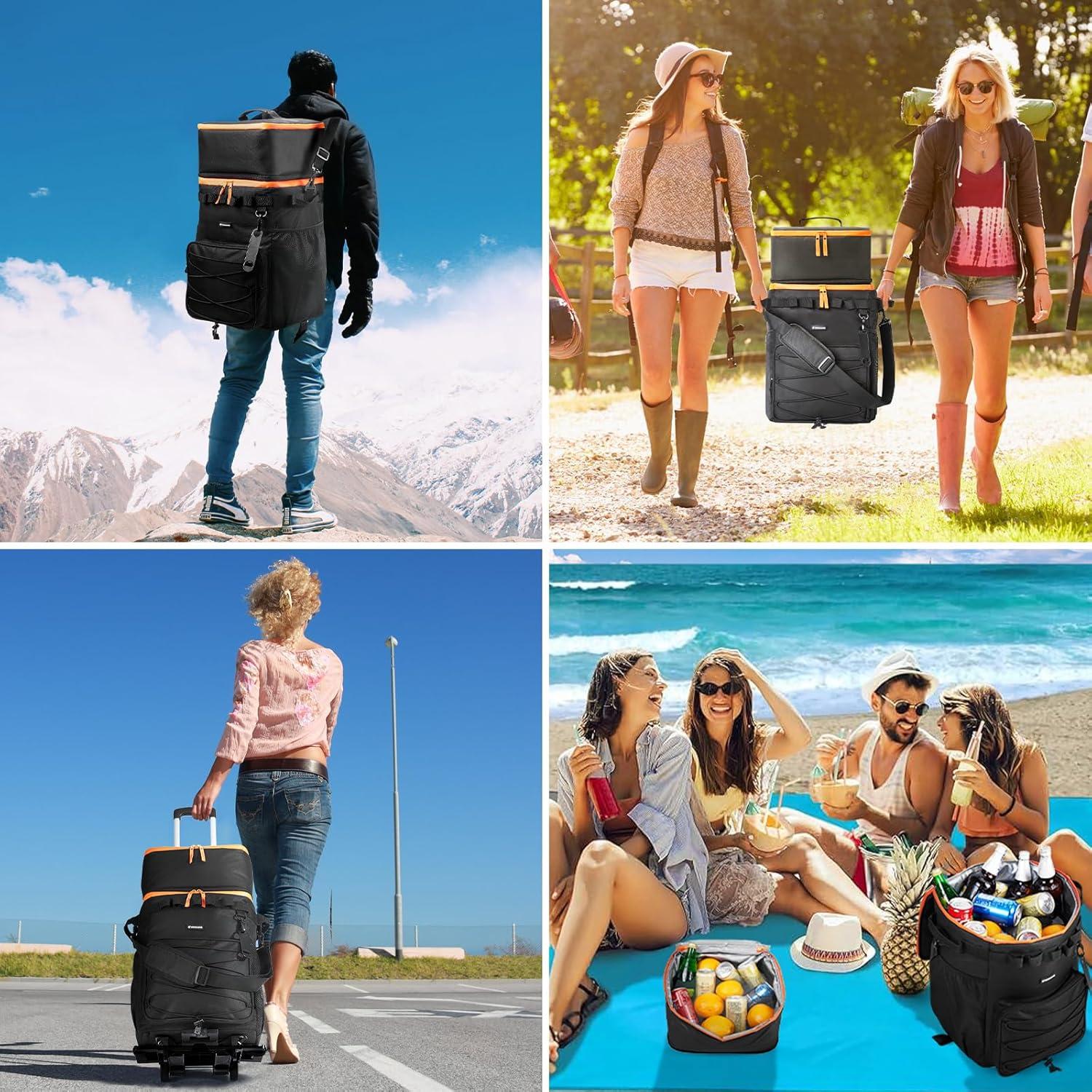 Enfriador de Hielo Plegable Odoland 48 Latas con Ruedas