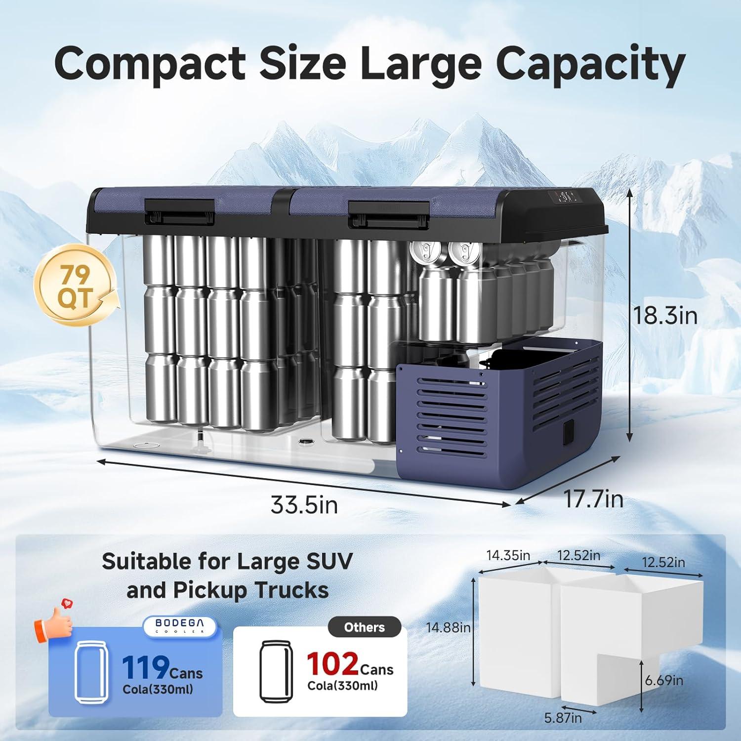 Refrigerador de Coche BODEGACOOLER 75L Doble Zona Control APP