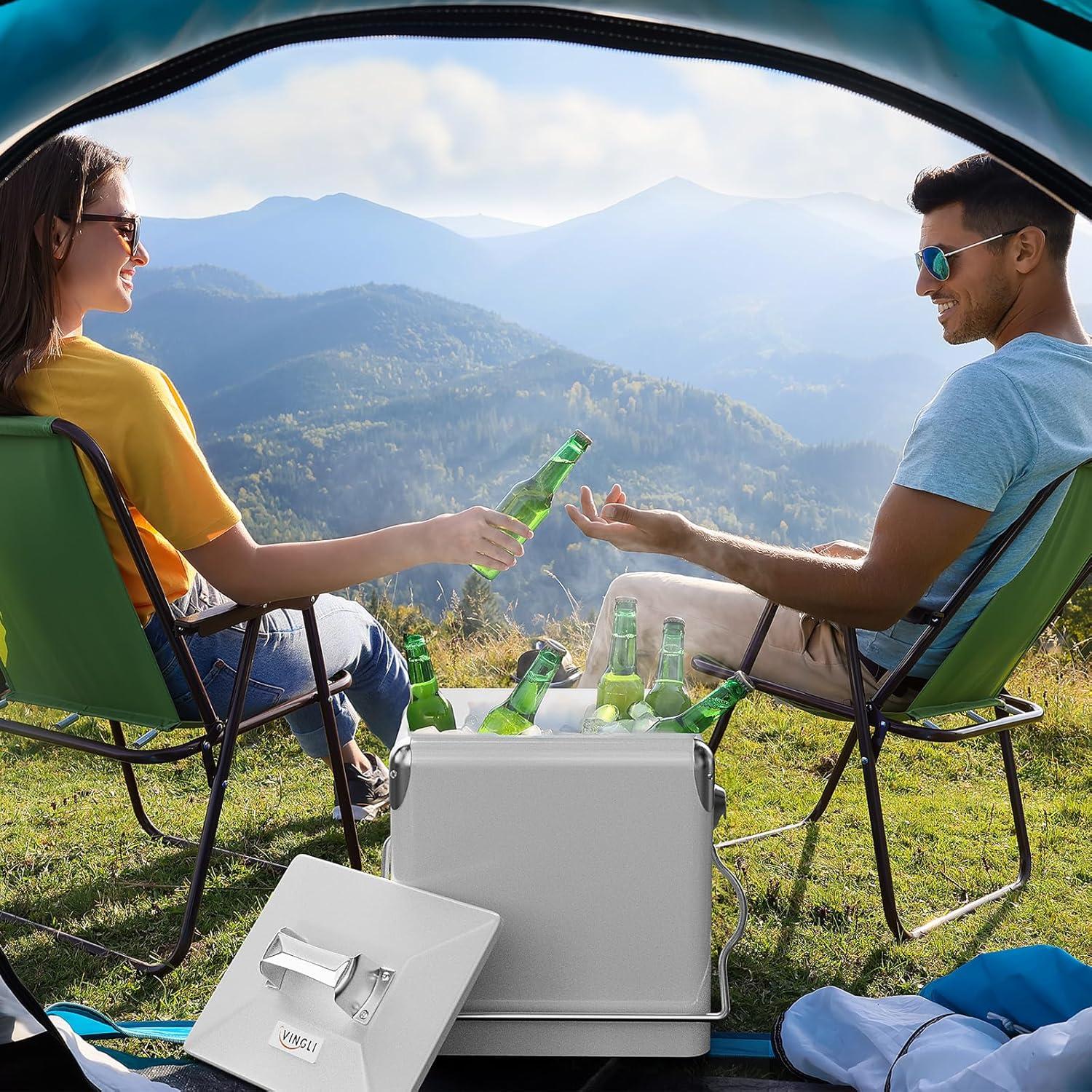 Nevera Portátil VINGLI 13L Retro Aislada para Camping y Picnics